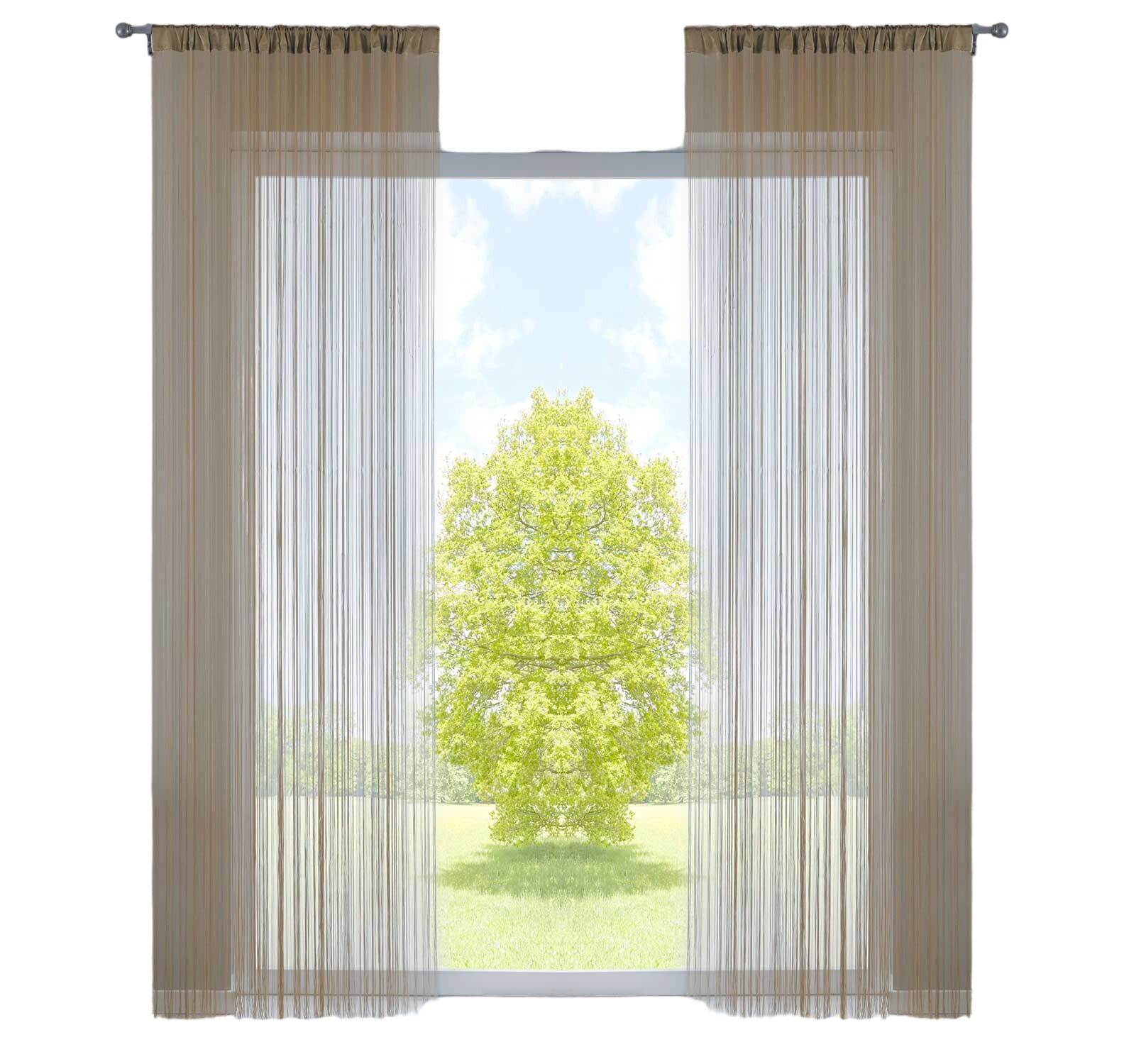 2er Set Fadengardine mit Tunneldurchzug und eingenähtem Kräuselband, geeignet für Gardinenstangen und Gardinenschienen Fadenvorhänge Fadenstores Raumteiler 20303CN2 Fadengardine 20303CN2beige-crop | Gardinenbox.de