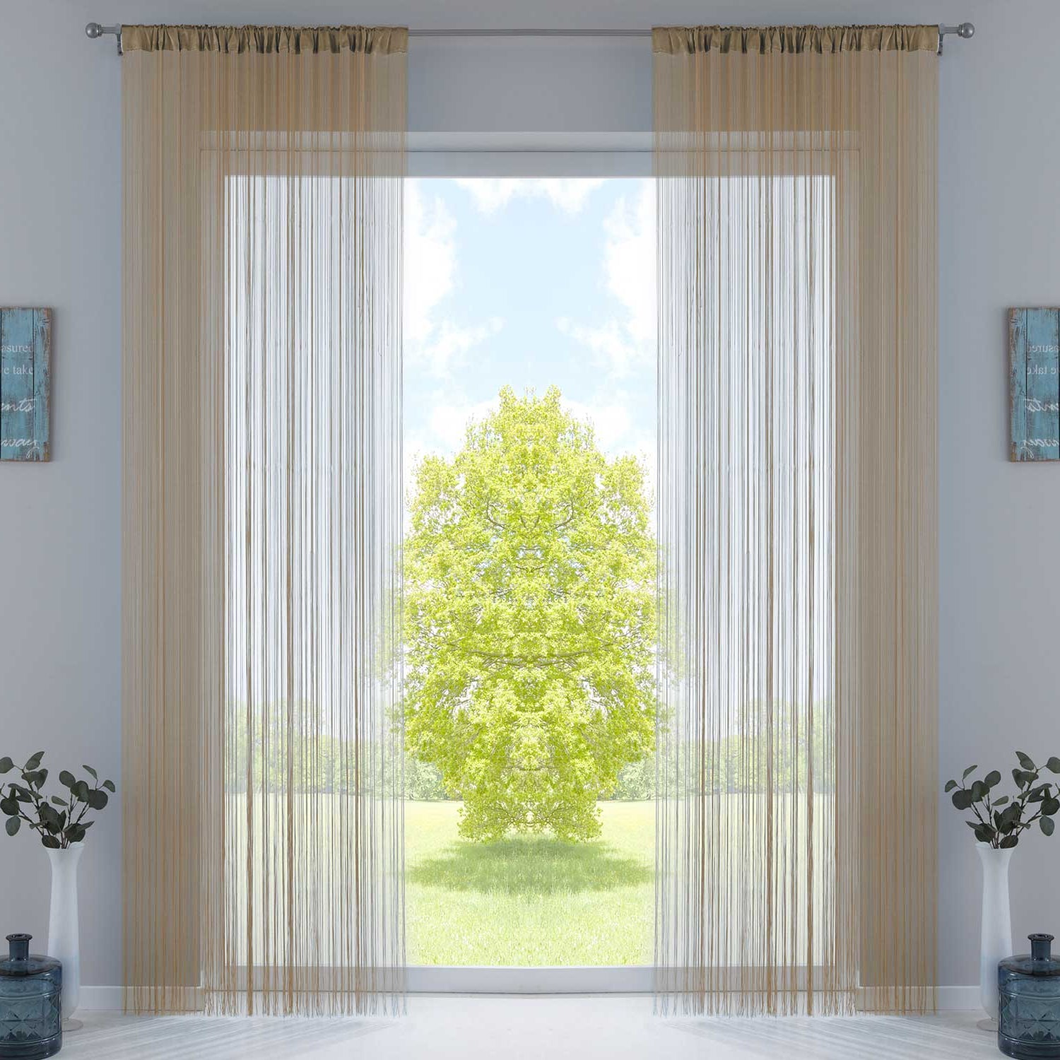 2er Set Fadengardine mit Tunneldurchzug und eingenähtem Kräuselband, geeignet für Gardinenstangen und Gardinenschienen Fadenvorhänge Fadenstores Raumteiler 20303CN2 Beige HxB 270x140 cm Fadengardine 20303CN2beige_21b3e7f9-c7e0-45e8-8715-c5aa981ac346 | Gardinenbox.de