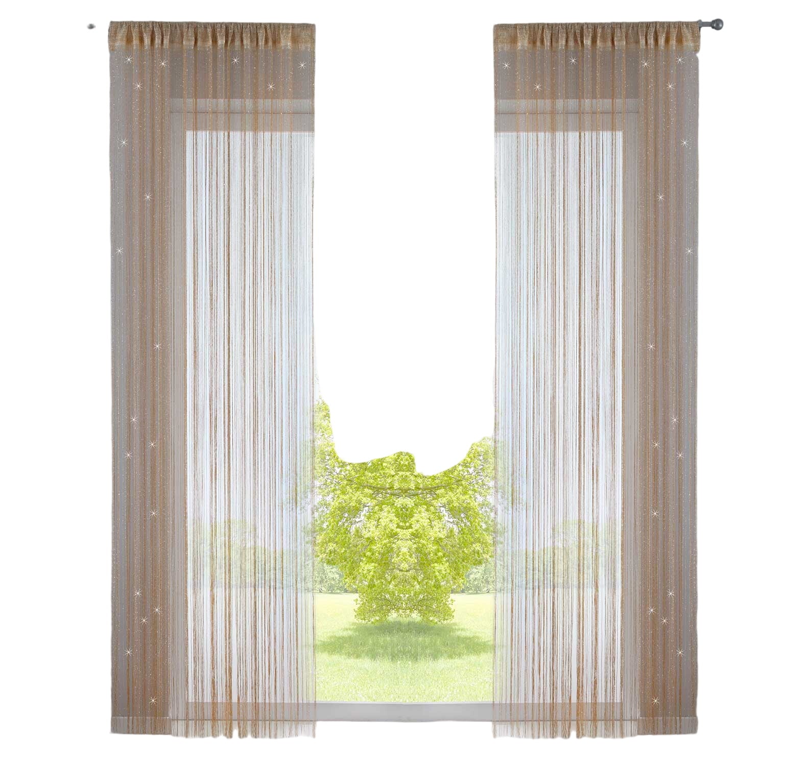 2er Set Fadengardine mit Tunneldurchzug und eingenähtem Kräuselband, geeignet für Gardinenstangen und Gardinenschienen Fadenvorhänge Fadenstores Raumteiler 20303CN2 Fadengardine 20303CN2gold_lurex-crop | Gardinenbox.de