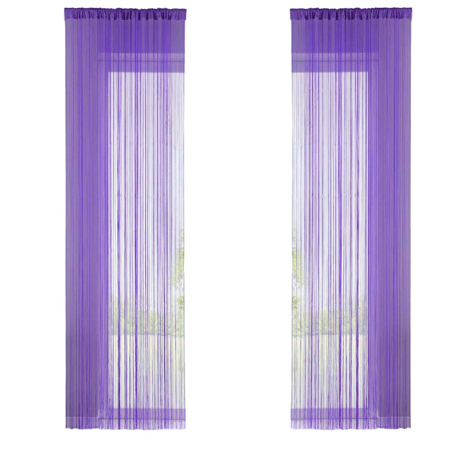 2er Set Fadengardine mit Tunneldurchzug und eingenähtem Kräuselband, geeignet für Gardinenstangen und Gardinenschienen Fadenvorhänge Fadenstores Raumteiler 20303CN2 Fadengardine 20303CN2lila-crop | Gardinenbox.de