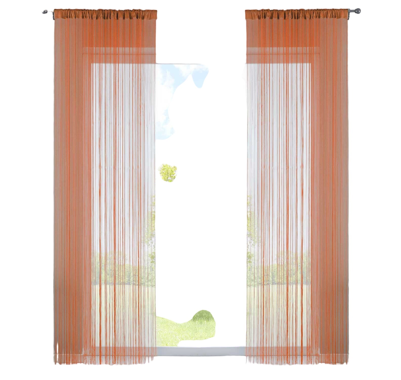2er Set Fadengardine mit Tunneldurchzug und eingenähtem Kräuselband, geeignet für Gardinenstangen und Gardinenschienen Fadenvorhänge Fadenstores Raumteiler 20303CN2 Fadengardine 20303CN2orange-crop | Gardinenbox.de