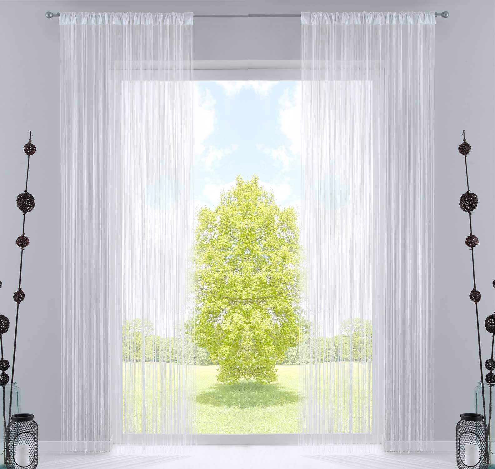 2er Set Fadengardine mit Tunneldurchzug und eingenähtem Kräuselband, geeignet für Gardinenstangen und Gardinenschienen Fadenvorhänge Fadenstores Raumteiler 20303CN2 Weiß HxB 250x140 cm Fadengardine 20303CN2weiss_eb1778ce-204b-4024-96b0-a6eb5d131fc2 | Gardinenbox.de