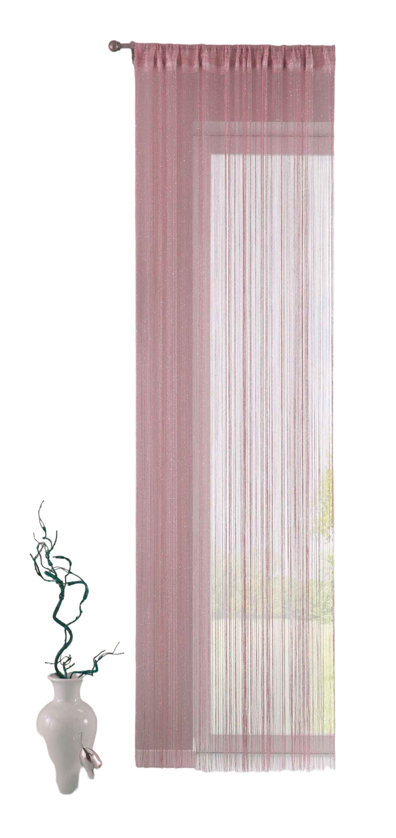 Fadengardine mit Tunneldurchzug und eingenähtem Kräuselband, geeignet für Gardinenstangen und Gardinenschienen Fadenvorhang Fadenstore Raumteiler 20303CN Fadengardine 20303CNaltrosa-crop | Gardinenbox.de