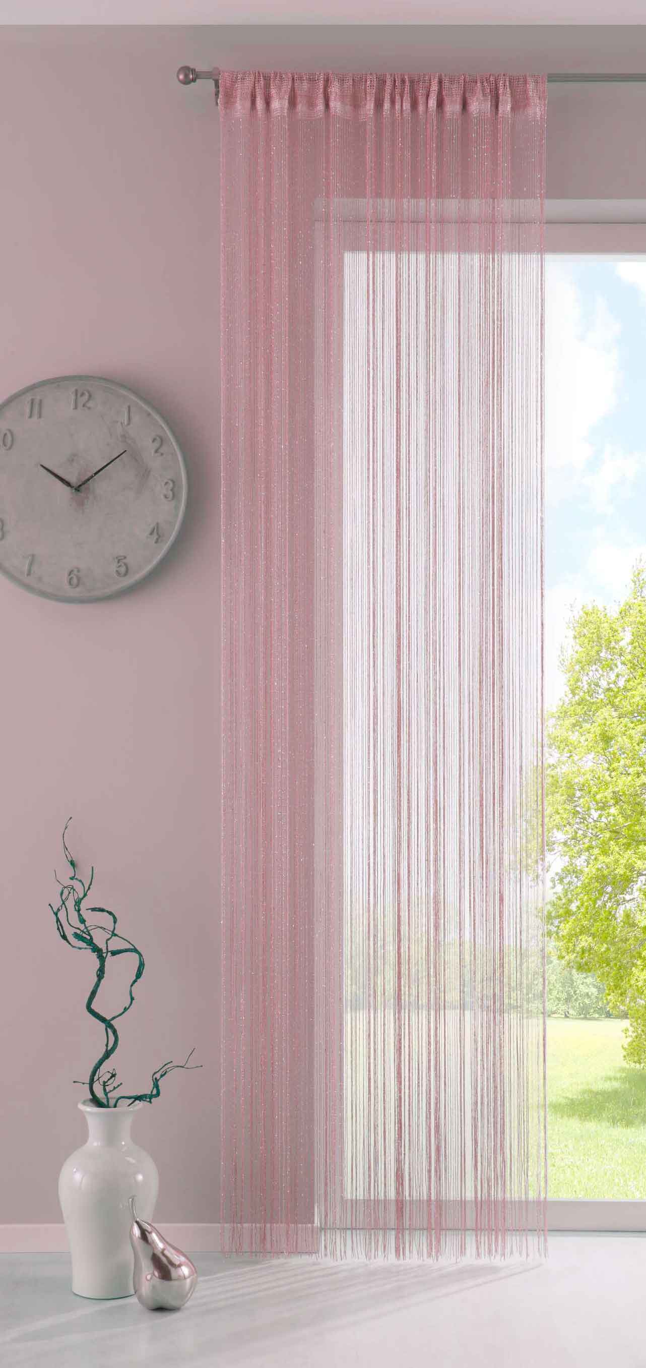 Fadengardine mit Tunneldurchzug und eingenähtem Kräuselband, geeignet für Gardinenstangen und Gardinenschienen Fadenvorhang Fadenstore Raumteiler 20303CN Altrosa HxB 250x140 cm Fadengardine 20303CNaltrosa_1365ef01-130c-4035-aac1-2e87a6b8d2fc | Gardinenbox.de