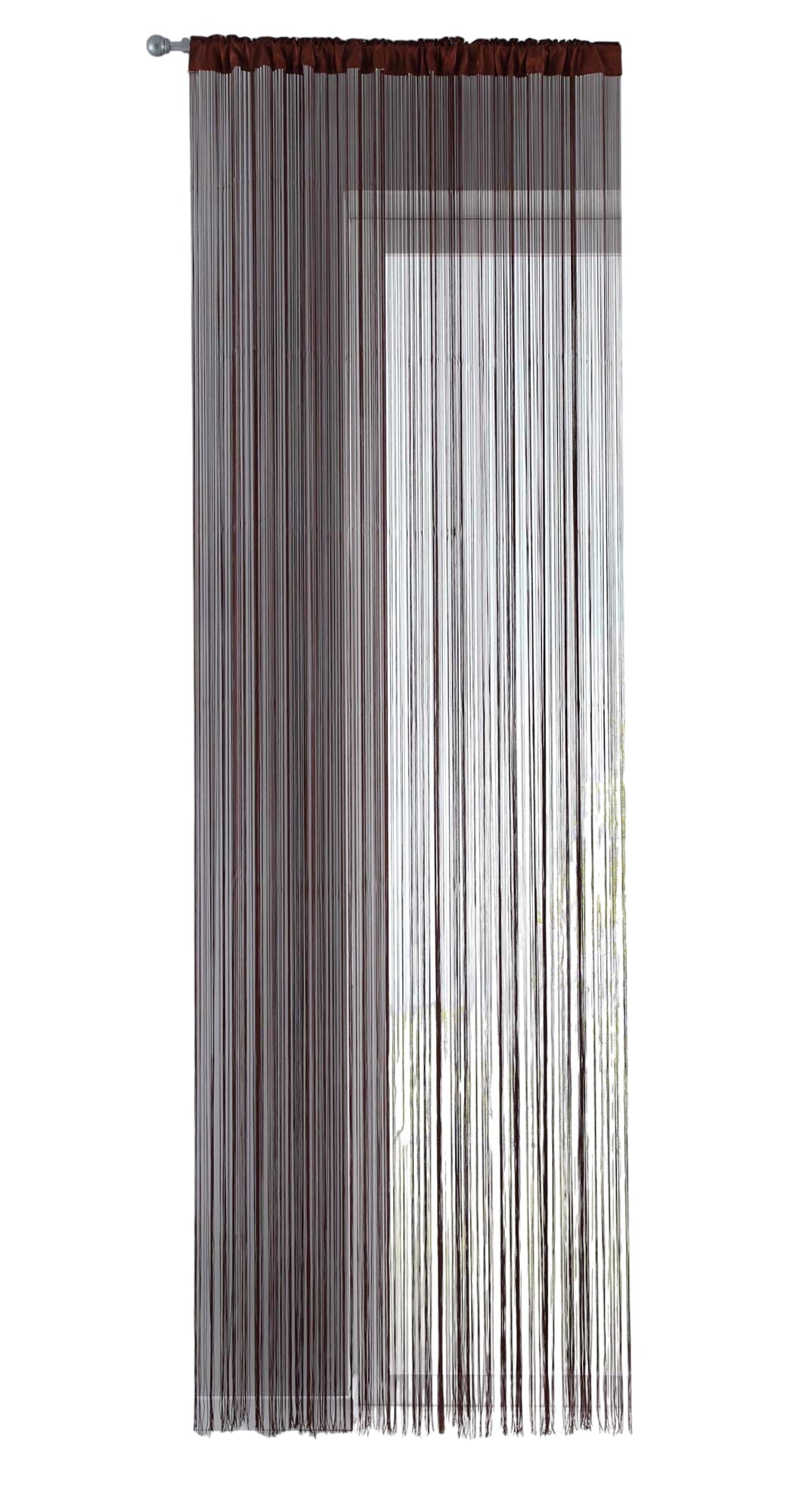 Fadengardine mit Tunneldurchzug und eingenähtem Kräuselband, geeignet für Gardinenstangen und Gardinenschienen Fadenvorhang Fadenstore Raumteiler 20303CN Fadengardine 20303CNbraun-crop | Gardinenbox.de