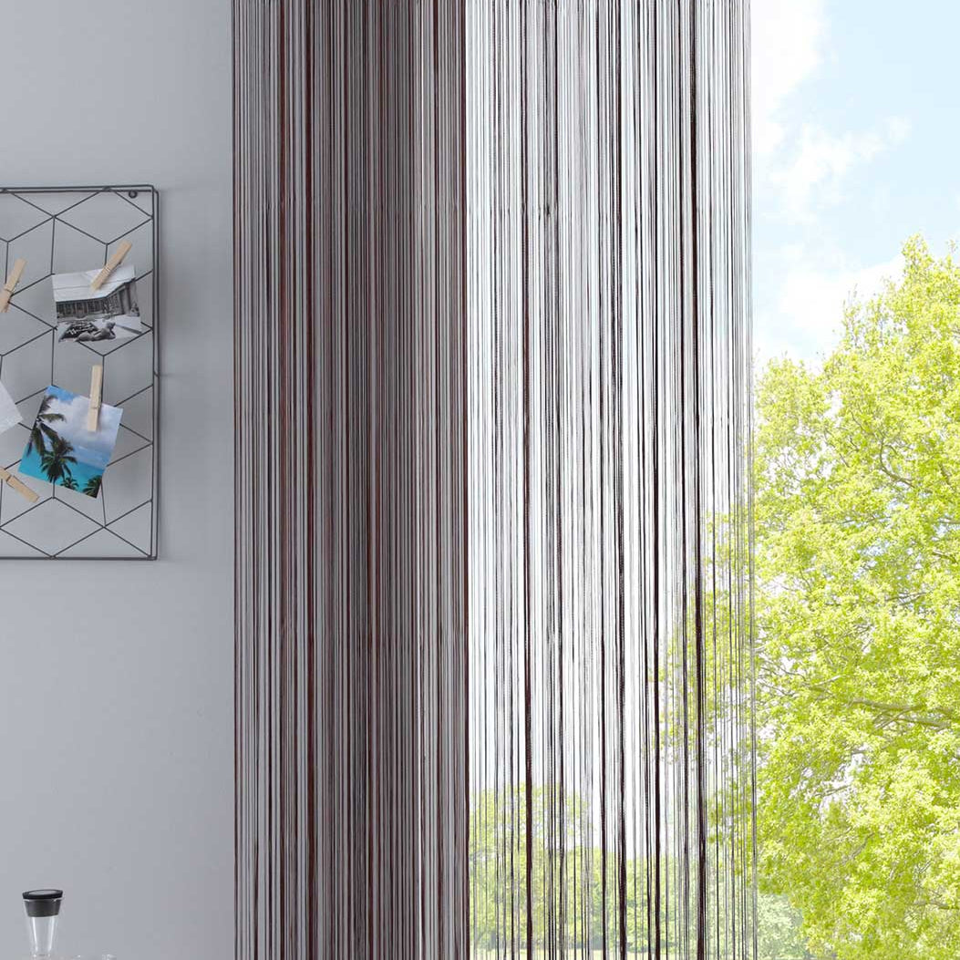 Fadengardine mit Tunneldurchzug und eingenähtem Kräuselband, geeignet für Gardinenstangen und Gardinenschienen Fadenvorhang Fadenstore Raumteiler 20303CN Braun HxB 270x90 cm Fadengardine 20303CNbraun_9faf871b-e291-469f-a5e2-5b48ba960a66 | Gardinenbox.de