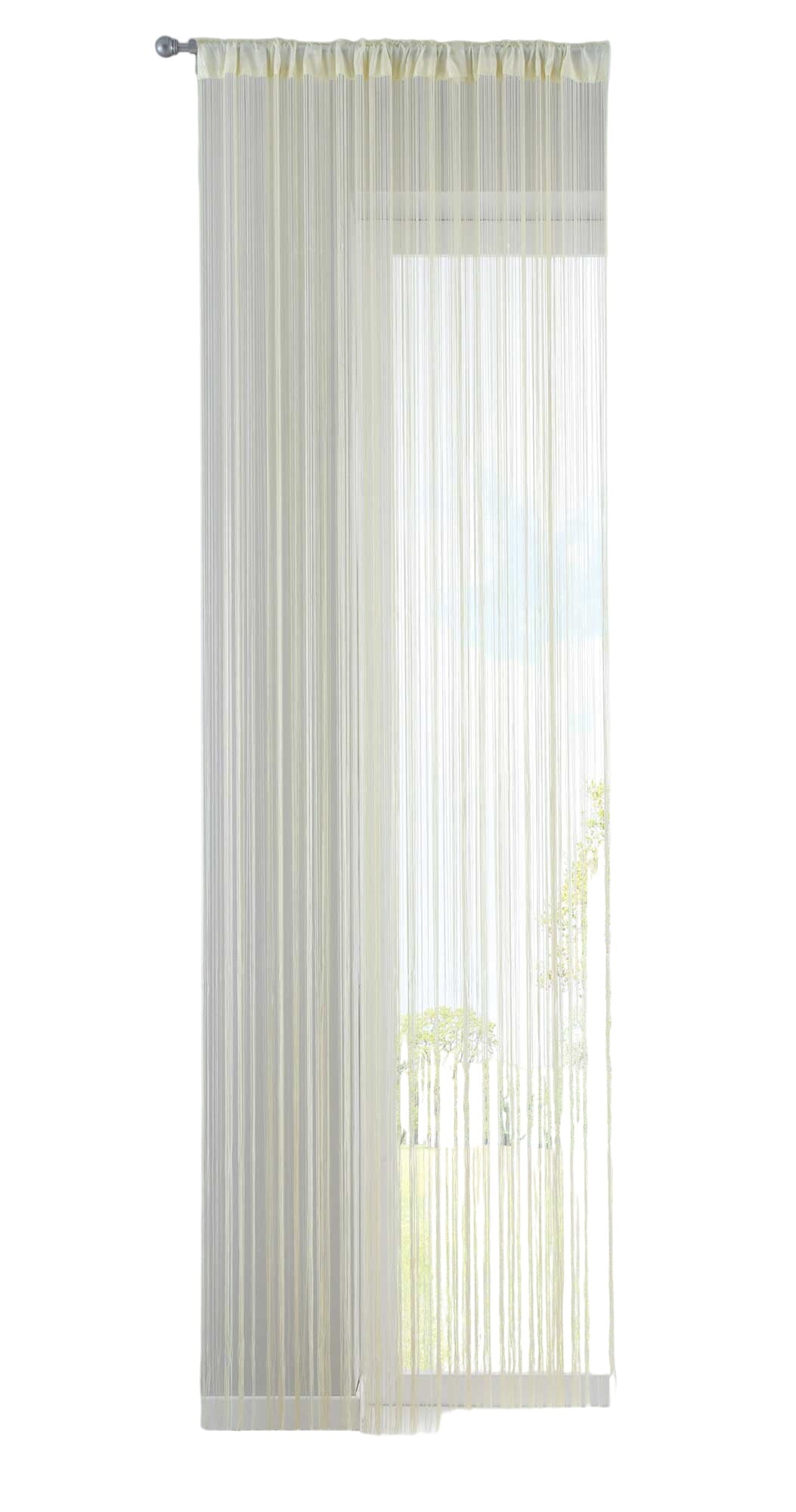 Fadengardine mit Tunneldurchzug und eingenähtem Kräuselband, geeignet für Gardinenstangen und Gardinenschienen Fadenvorhang Fadenstore Raumteiler 20303CN Fadengardine 20303CNcreme-crop | Gardinenbox.de