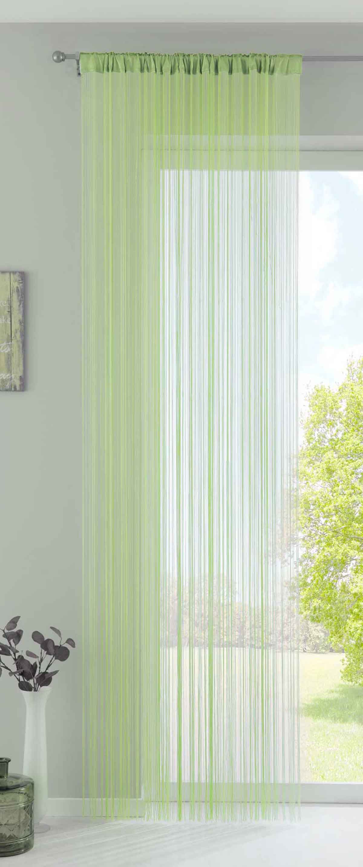 Fadengardine mit Tunneldurchzug und eingenähtem Kräuselband, geeignet für Gardinenstangen und Gardinenschienen Fadenvorhang Fadenstore Raumteiler 20303CN Mint HxB 250x140 cm Fadengardine 20303CNmint_d6689b5a-c18f-431d-ae01-6c38b9b2a1d4 | Gardinenbox.de