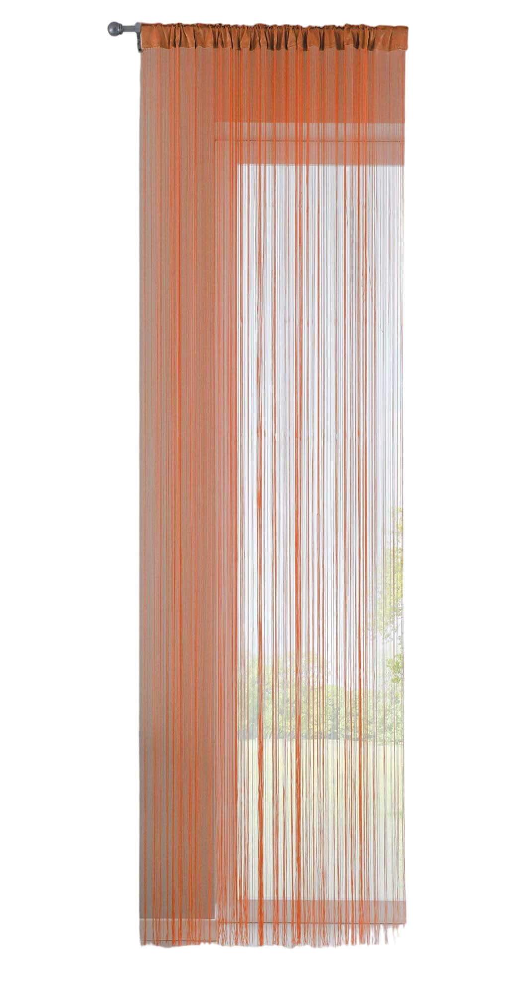 Fadengardine mit Tunneldurchzug und eingenähtem Kräuselband, geeignet für Gardinenstangen und Gardinenschienen Fadenvorhang Fadenstore Raumteiler 20303CN Fadengardine 20303CNorange-crop | Gardinenbox.de