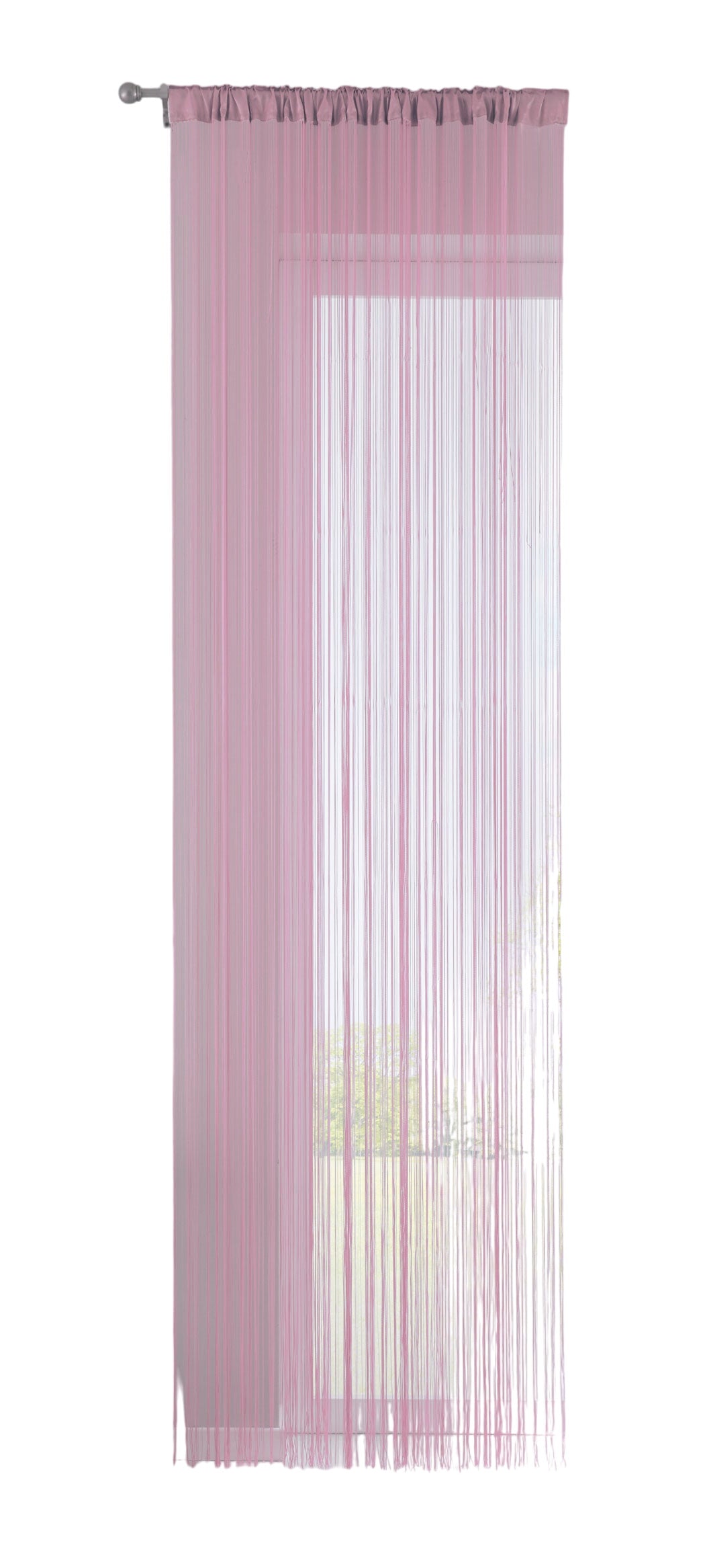 Fadengardine mit Tunneldurchzug und eingenähtem Kräuselband, geeignet für Gardinenstangen und Gardinenschienen Fadenvorhang Fadenstore Raumteiler 20303CN Fadengardine 20303CNrosa-crop | Gardinenbox.de