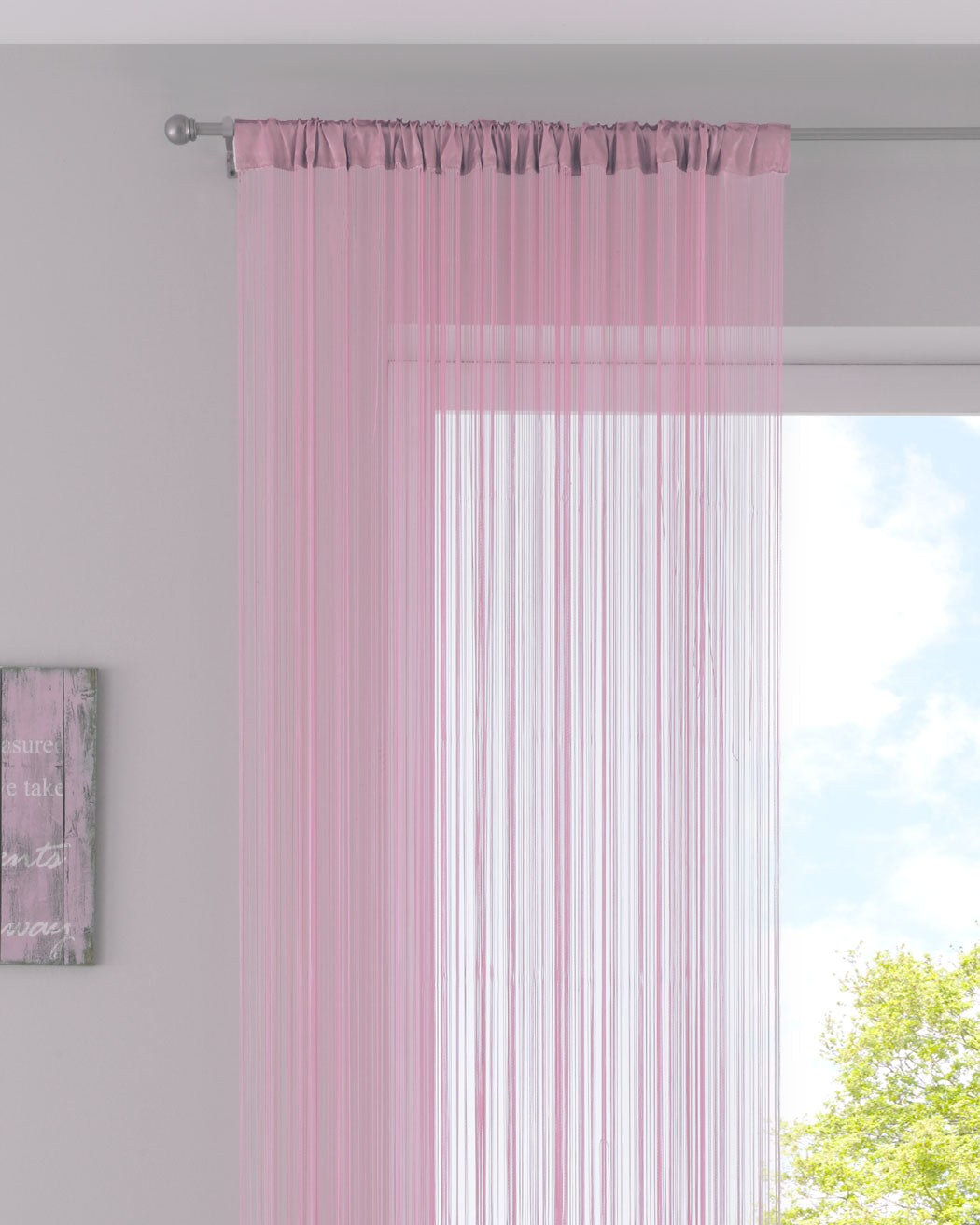 Fadengardine mit Tunneldurchzug und eingenähtem Kräuselband, geeignet für Gardinenstangen und Gardinenschienen Fadenvorhang Fadenstore Raumteiler 20303CN Rosa HxB 250x140 cm Fadengardine 20303CNrosa_427e664d-d905-4a9d-9d82-67db366459f7 | Gardinenbox.de