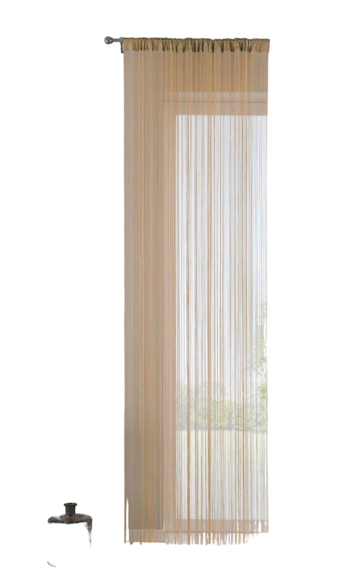 Fadengardine mit Tunneldurchzug und eingenähtem Kräuselband, geeignet für Gardinenstangen und Gardinenschienen Fadenvorhang Fadenstore Raumteiler 20303CN Fadengardine 20303CNsand-crop | Gardinenbox.de