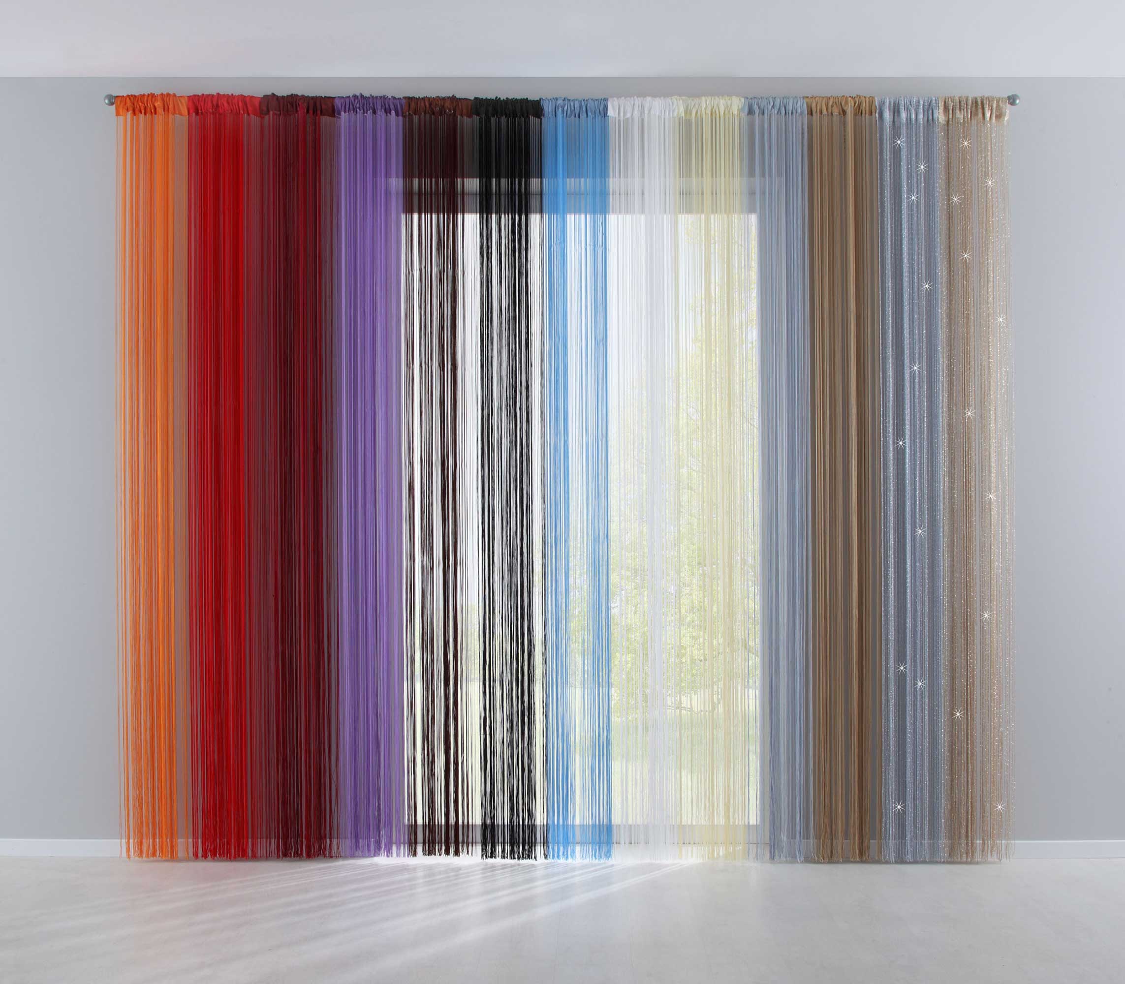 Fadengardine mit Tunneldurchzug und eingenähtem Kräuselband, geeignet für Gardinenstangen und Gardinenschienen Fadenvorhang Fadenstore Raumteiler 20303CN Fadengardine 20303CNvar_ea4a34fa-3fe4-4df2-8b76-8b38f03ffadb | Gardinenbox.de