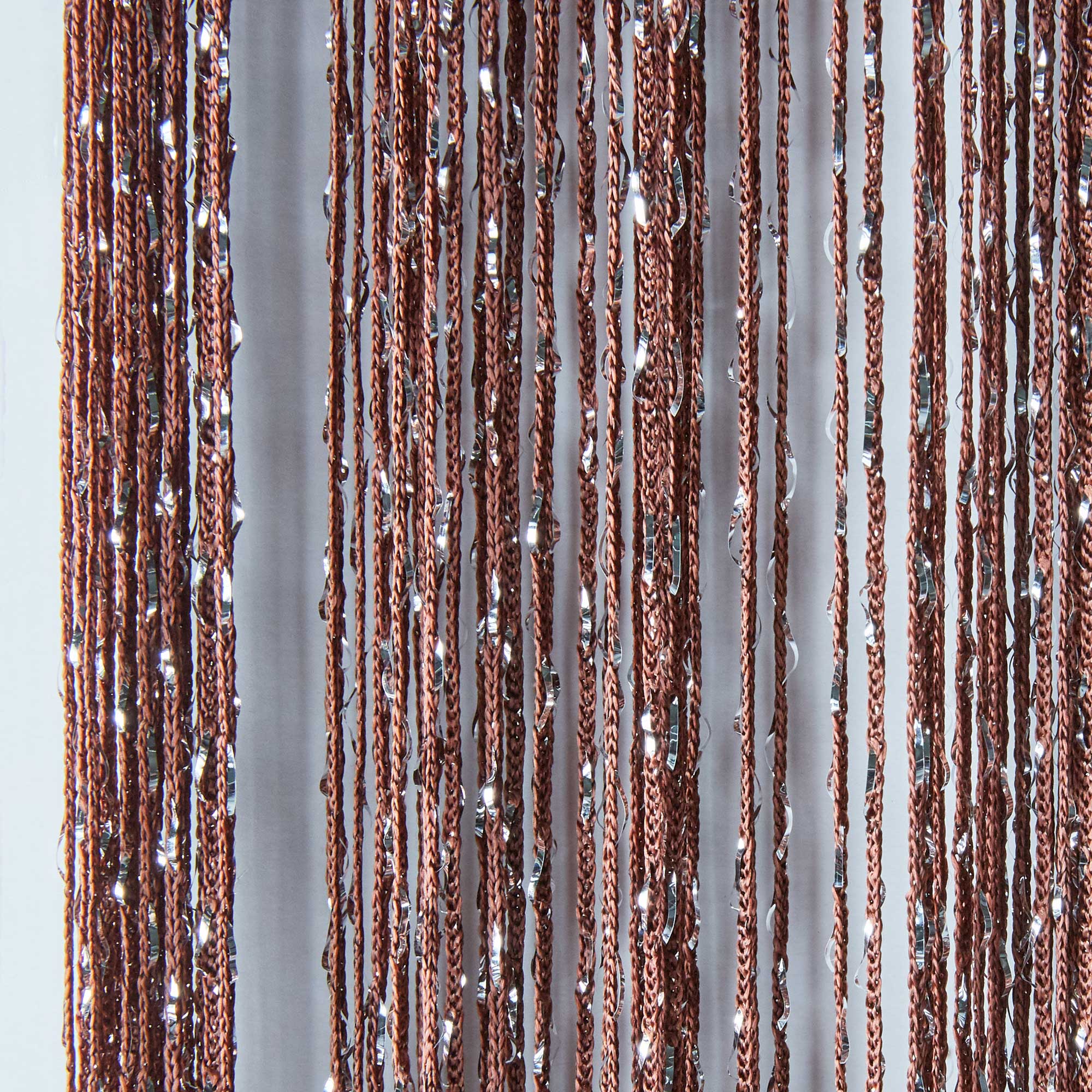 Fadengardine mit Tunneldurchzug und eingenähtem Kräuselband, geeignet für Gardinenstangen und Gardinenschienen Fadenvorhang Fadenstore Raumteiler 20303CN Fadengardine 20303_Braun_lurex-Lupe_2_da0fd596-eddc-4888-bf67-ea1124a22167 | Gardinenbox.de