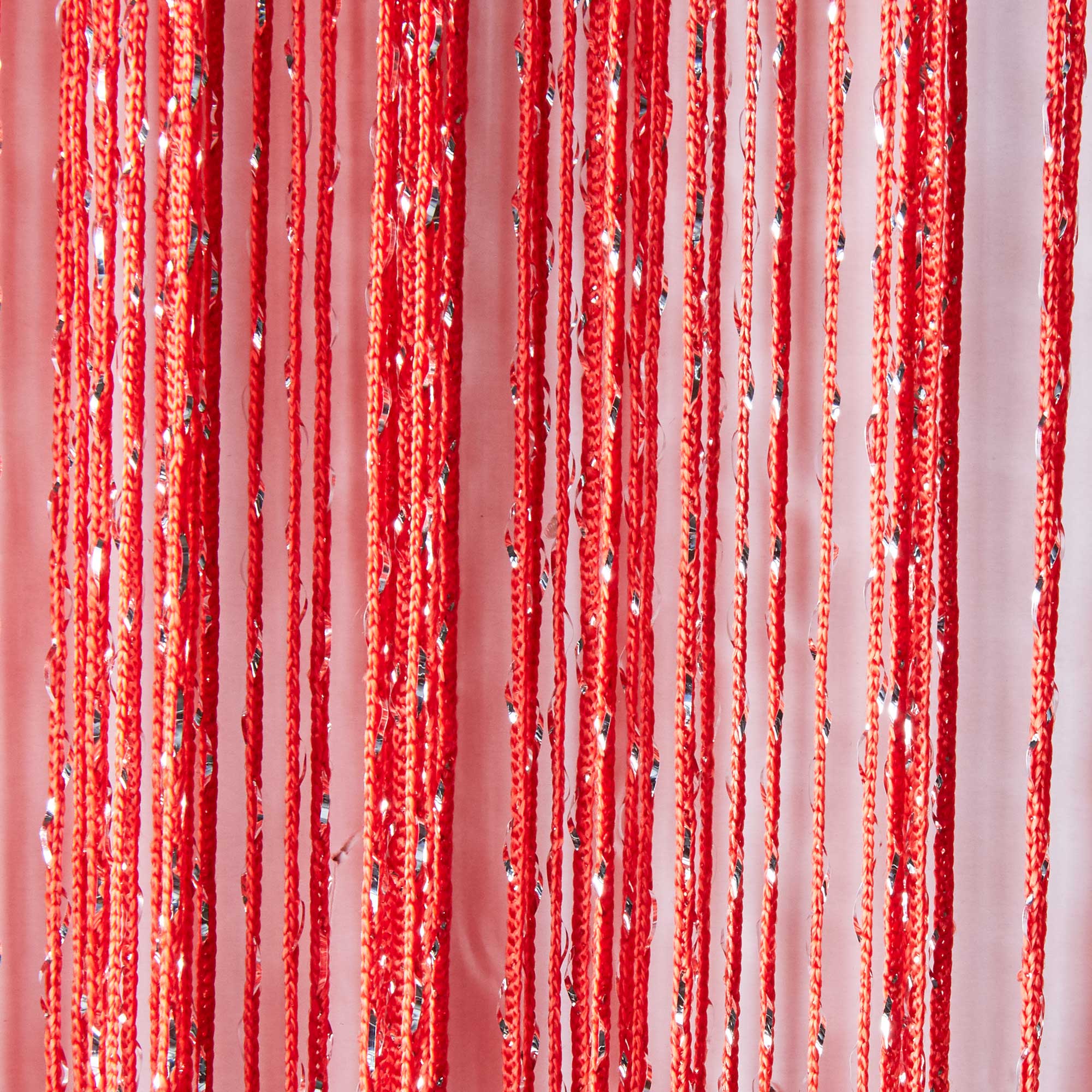 Fadengardine mit Tunneldurchzug und eingenähtem Kräuselband, geeignet für Gardinenstangen und Gardinenschienen Fadenvorhang Fadenstore Raumteiler 20303CN Fadengardine 20303_rot_lurex-Lupe_1_f7718fe7-344f-4fe0-a726-b5b6eef1a082 | Gardinenbox.de