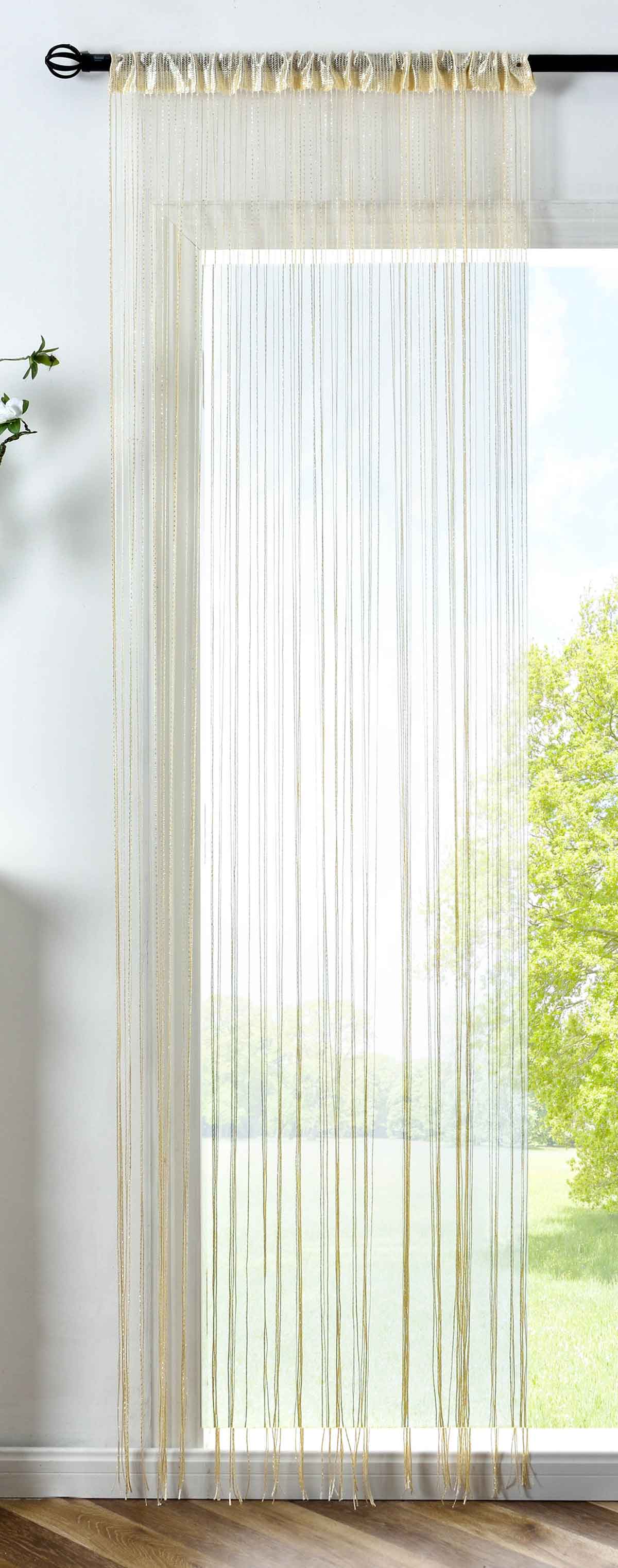 Fadengardine »Shanghai« mit Tunneldurchzug Schimmernd Vielseitig Modern Praktisch 20305N Creme Lurex Fadengardine 20305Ncreme_lurex | Gardinenbox.de