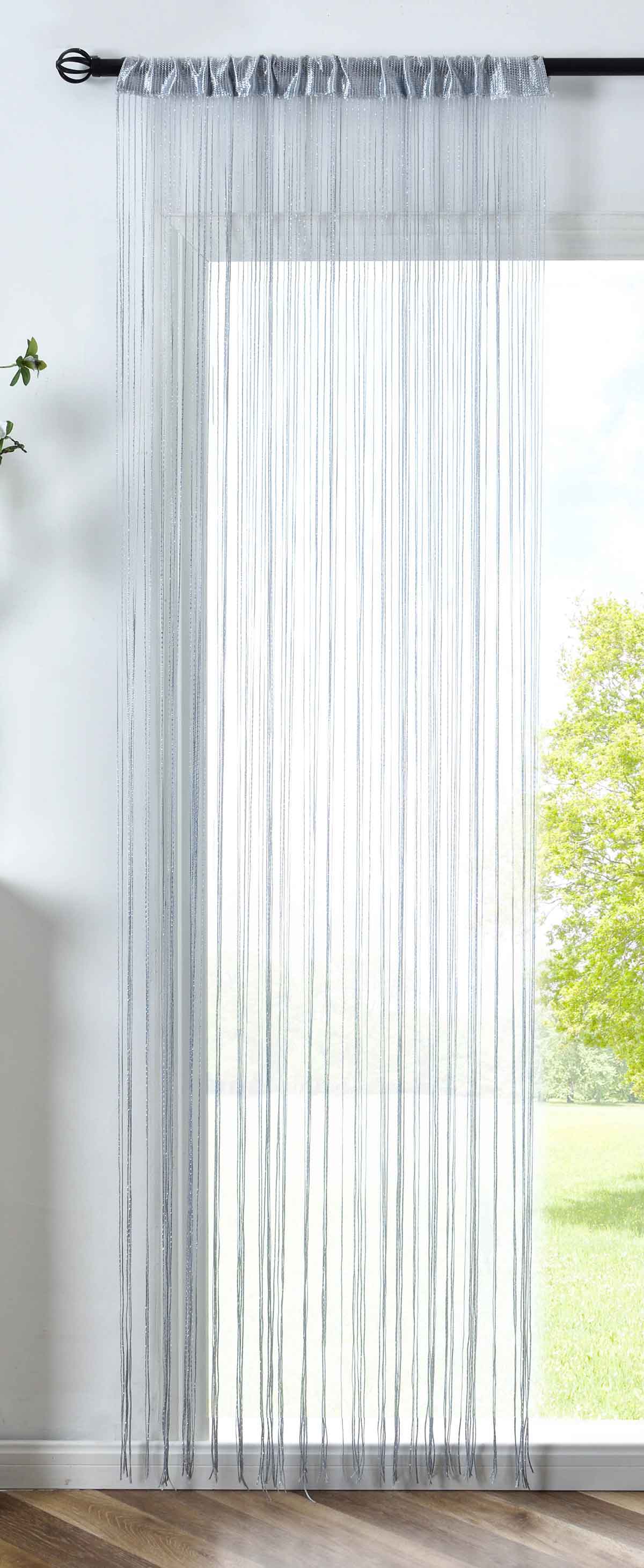 Fadengardine »Shanghai« mit Tunneldurchzug Schimmernd Vielseitig Modern Praktisch 20305N Grau Lurex Fadengardine 20305Ngrau_lurex | Gardinenbox.de