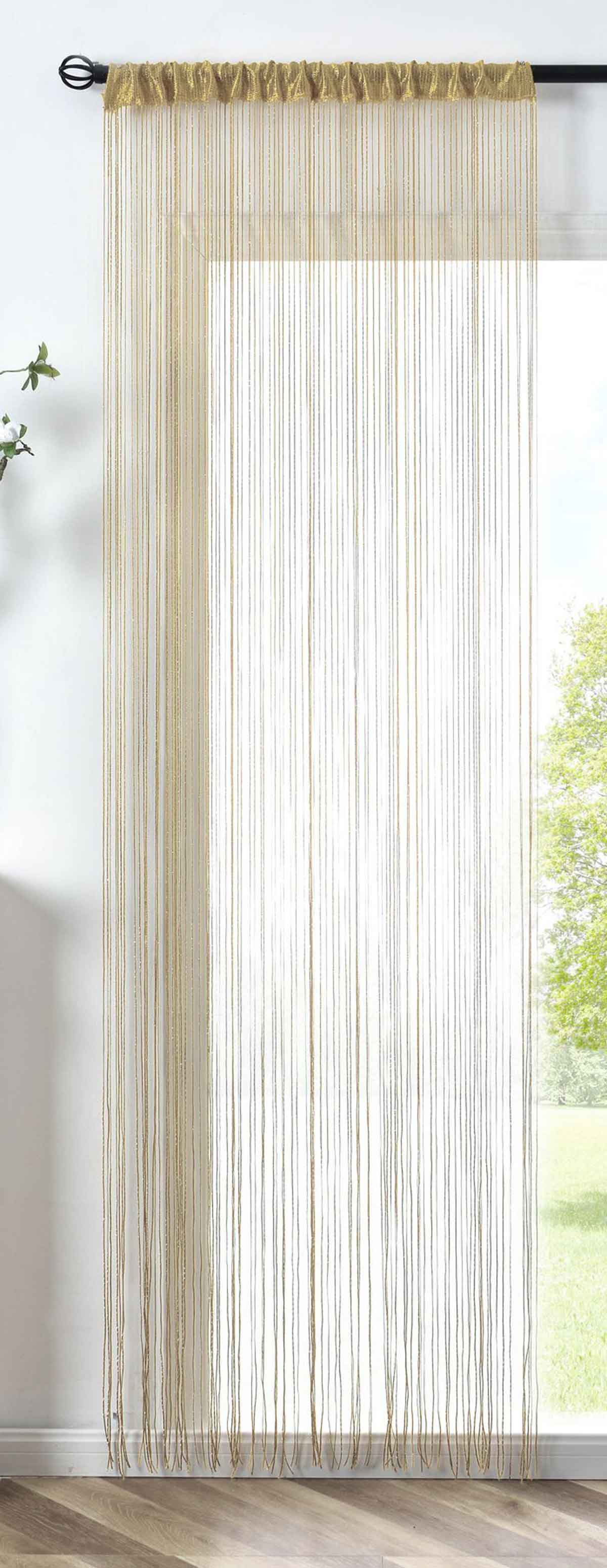 Fadengardine »Shanghai« mit Tunneldurchzug Schimmernd Vielseitig Modern Praktisch 20305N Sand Lurex Fadengardine 20305Nsand_lurex | Gardinenbox.de