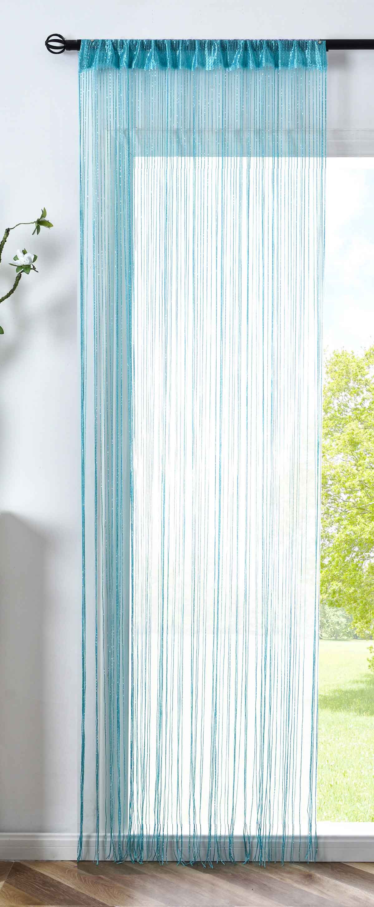 Fadengardine »Shanghai« mit Tunneldurchzug Schimmernd Vielseitig Modern Praktisch 20305N Türkis Lurex Fadengardine 20305Ntuerkis_lurex | Gardinenbox.de