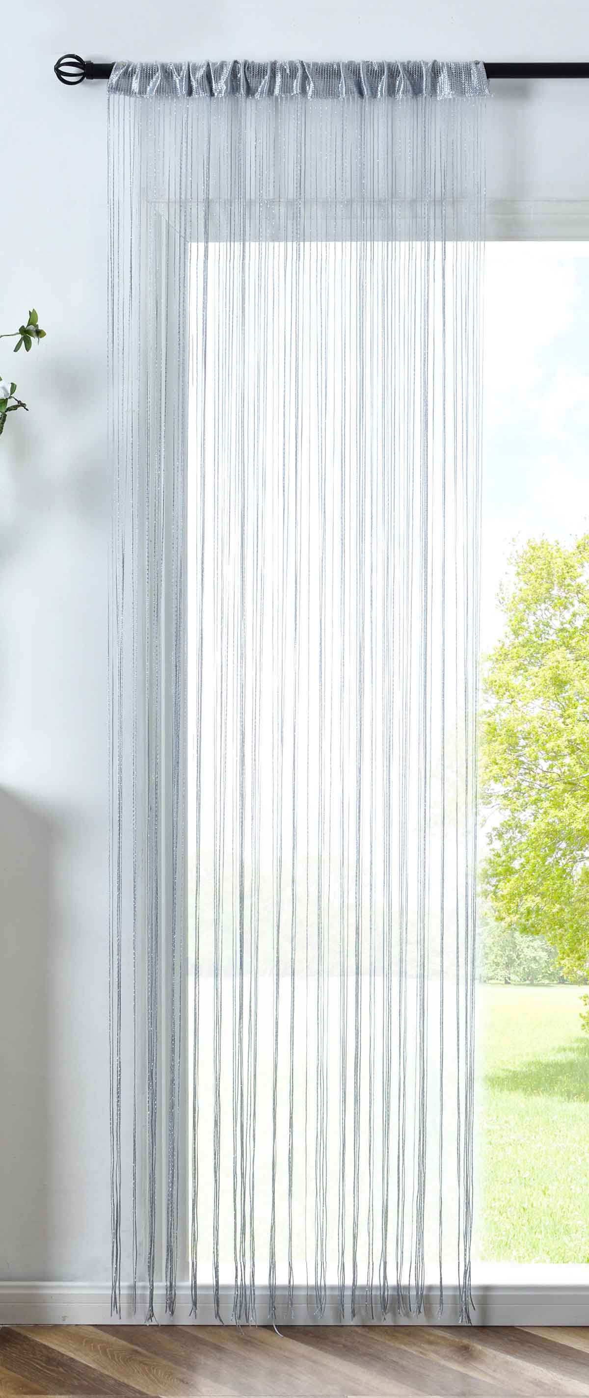 Fadengardine »Shanghai« Gardinenband Tunneldurchzug Schimmernd Vielseitig Modern Praktisch 20306 Grau Lurex HxB 250x145 cm Fadengardine 20306grau_lurex_05e54bae-805a-42e3-95cb-ade708917ea7 | Gardinenbox.de