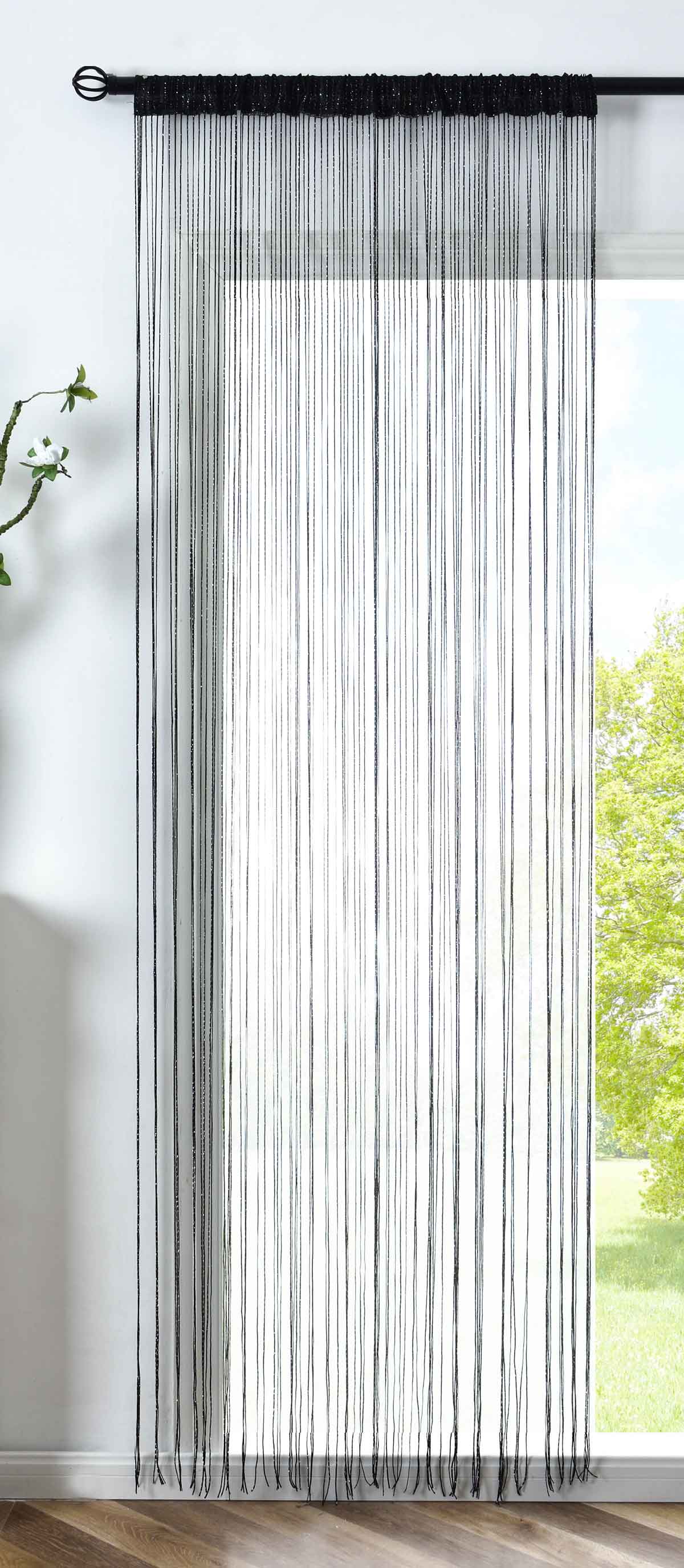 Fadengardine »Shanghai« Gardinenband Tunneldurchzug Schimmernd Vielseitig Modern Praktisch 20306 Schwarz Lurex HxB 250x145 cm Fadengardine 20306schwarz_lurex_1ccb955f-e940-40a8-ab1d-77500c437c85 | Gardinenbox.de