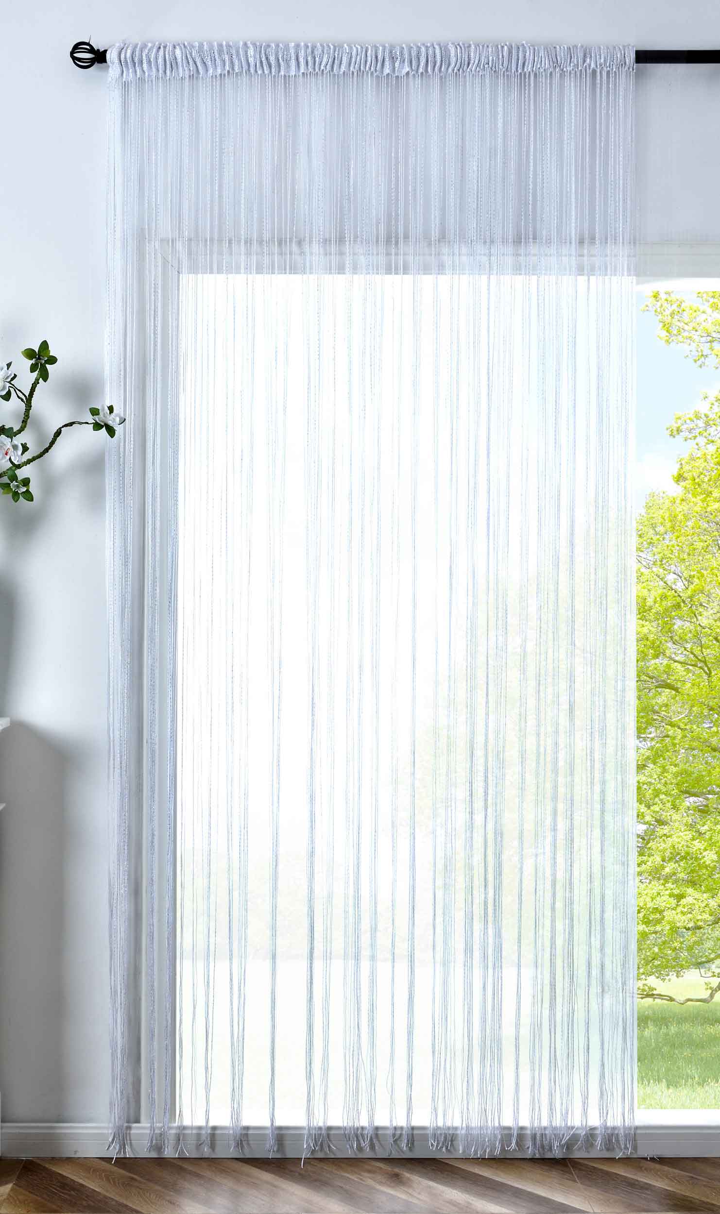 Fadengardine »Shanghai« Gardinenband Tunneldurchzug Schimmernd Vielseitig Modern Praktisch 20306 Weiß Lurex HxB 250x300 cm Fadengardine 20306weiss_lurex-300_d862add3-fd5a-46ef-b3d8-b721626d065d | Gardinenbox.de