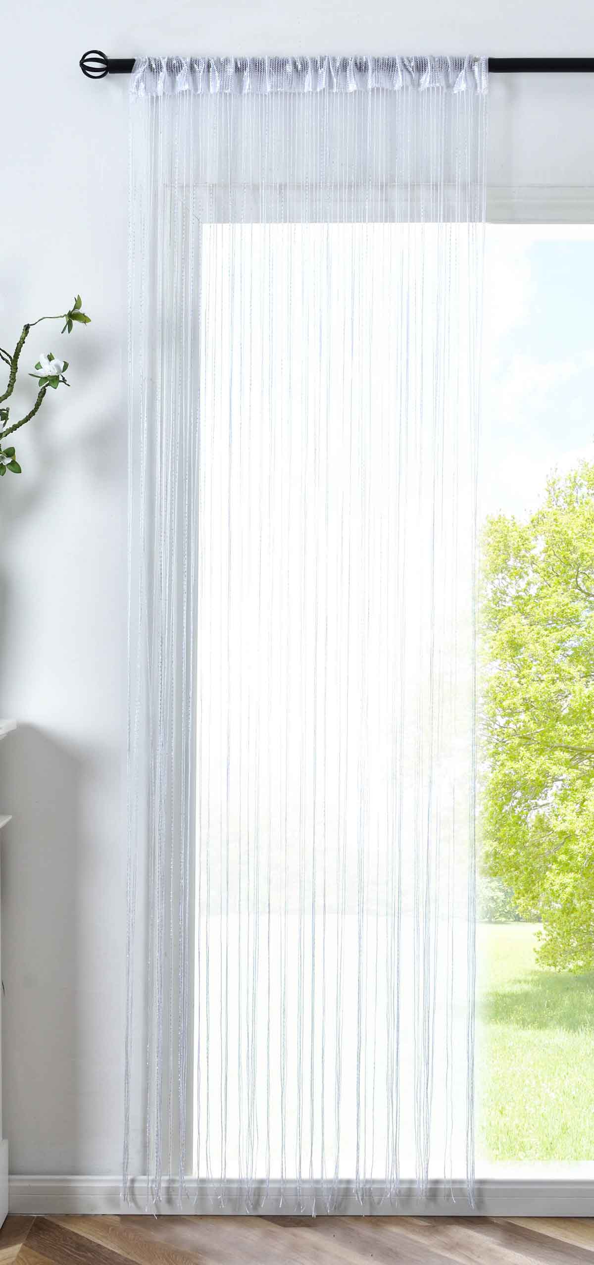 Fadengardine »Shanghai« Gardinenband Tunneldurchzug Schimmernd Vielseitig Modern Praktisch 20306 Weiß Lurex HxB 250x145 cm Fadengardine 20306weiss_lurex_f436a899-08e4-4e1e-98ae-87140f5585fe | Gardinenbox.de