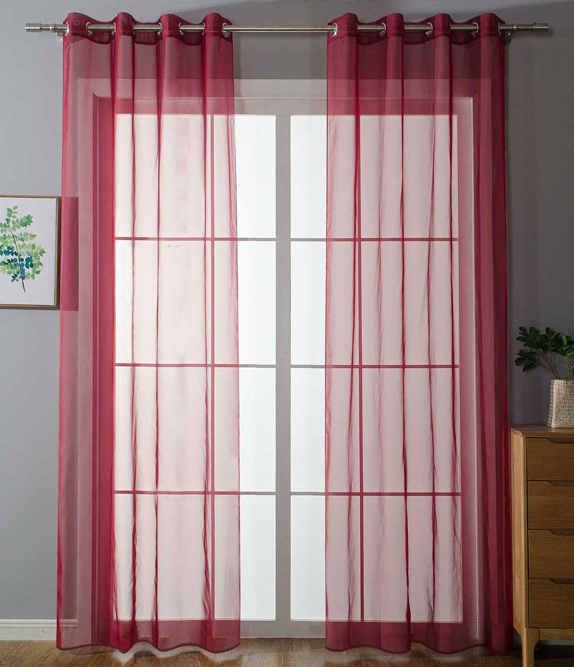2er Set Ösenvorhänge Transparent »Uni« Gardine Stores Vorhang Ösen Bleibandabschluß Wohnzimmer 20332-cn2 Bordeaux HxB 225x140 cm Gardinen Set 20332-cn2bordeaux_0e318f69-9e24-44c2-a78e-843618034435 | Gardinenbox.de