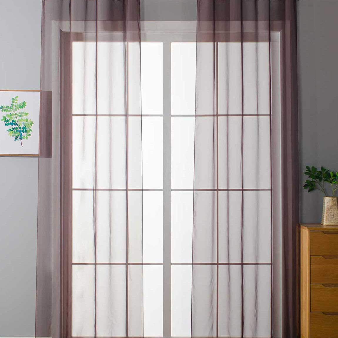 2er Set Ösenvorhänge Transparent »Uni« Gardine Stores Vorhang Ösen Bleibandabschluß Wohnzimmer 20332-cn2