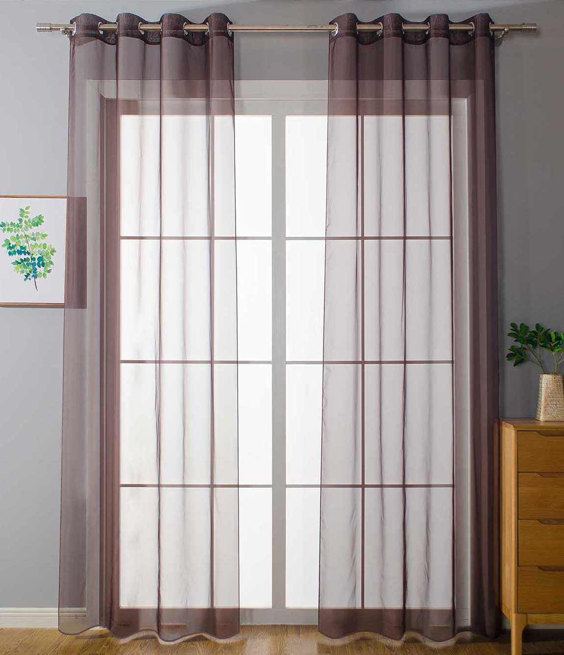 2er Set Ösenvorhänge Transparent »Uni« Gardine Stores Vorhang Ösen Bleibandabschluß Wohnzimmer 20332-cn2 Braun HxB 225x140 cm Gardinen Set 20332-cn2braun_d15fd5db-24e0-40a1-aaaa-e5da81c55d35 | Gardinenbox.de