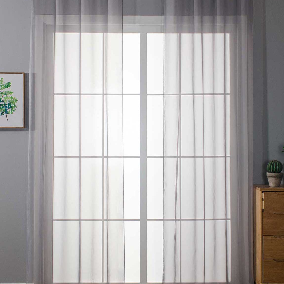 2er Set Ösenvorhänge Transparent »Uni« Gardine Stores Vorhang Ösen Bleibandabschluß Wohnzimmer 20332-cn2