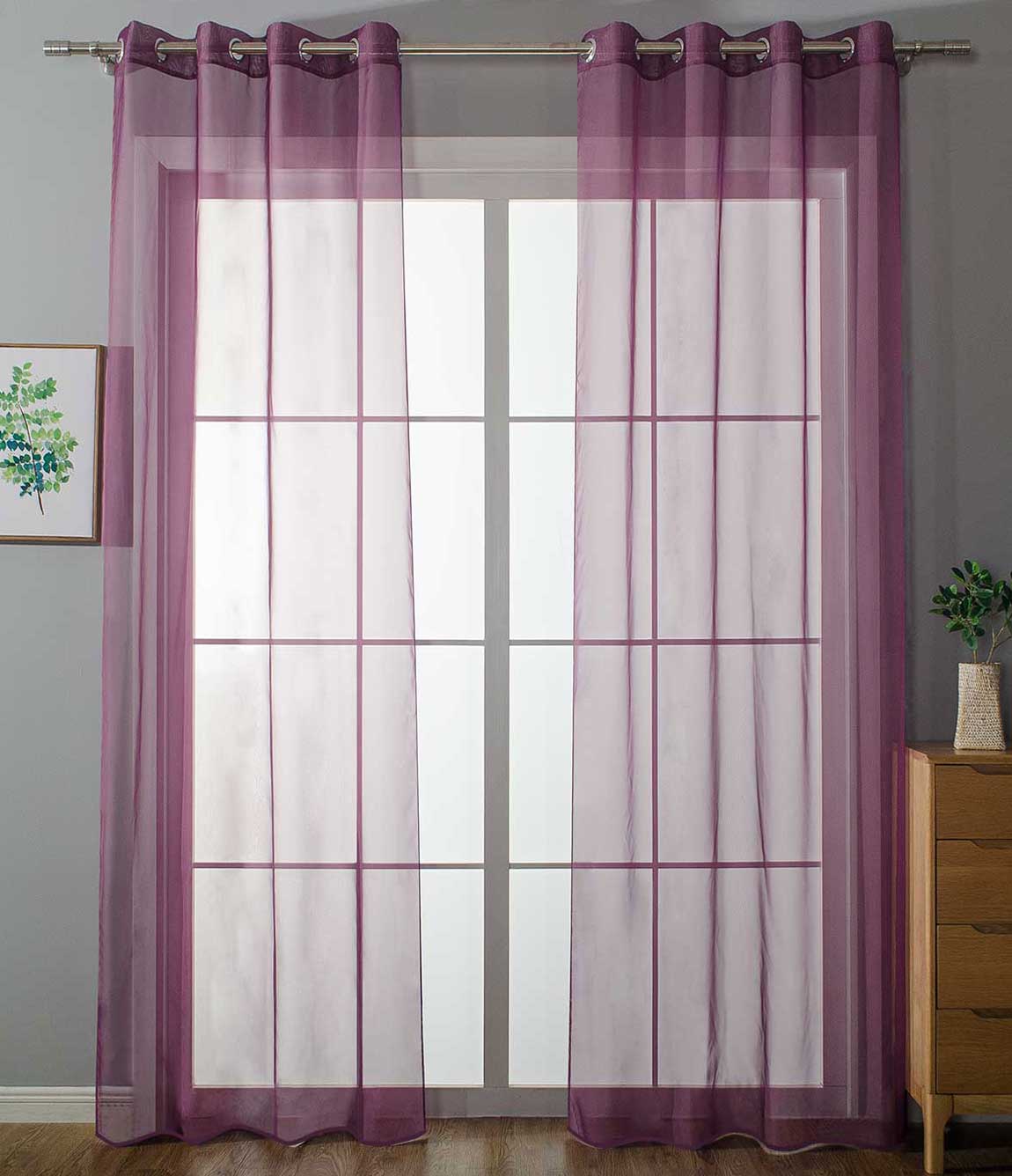 2er Set Ösenvorhänge Transparent »Uni« Gardine Stores Vorhang Ösen Bleibandabschluß Wohnzimmer 20332-cn2 Lila HxB 225x140 cm Gardinen Set 20332-cn2lila_6613dfd0-bd85-4373-8cac-092c74046f5e | Gardinenbox.de