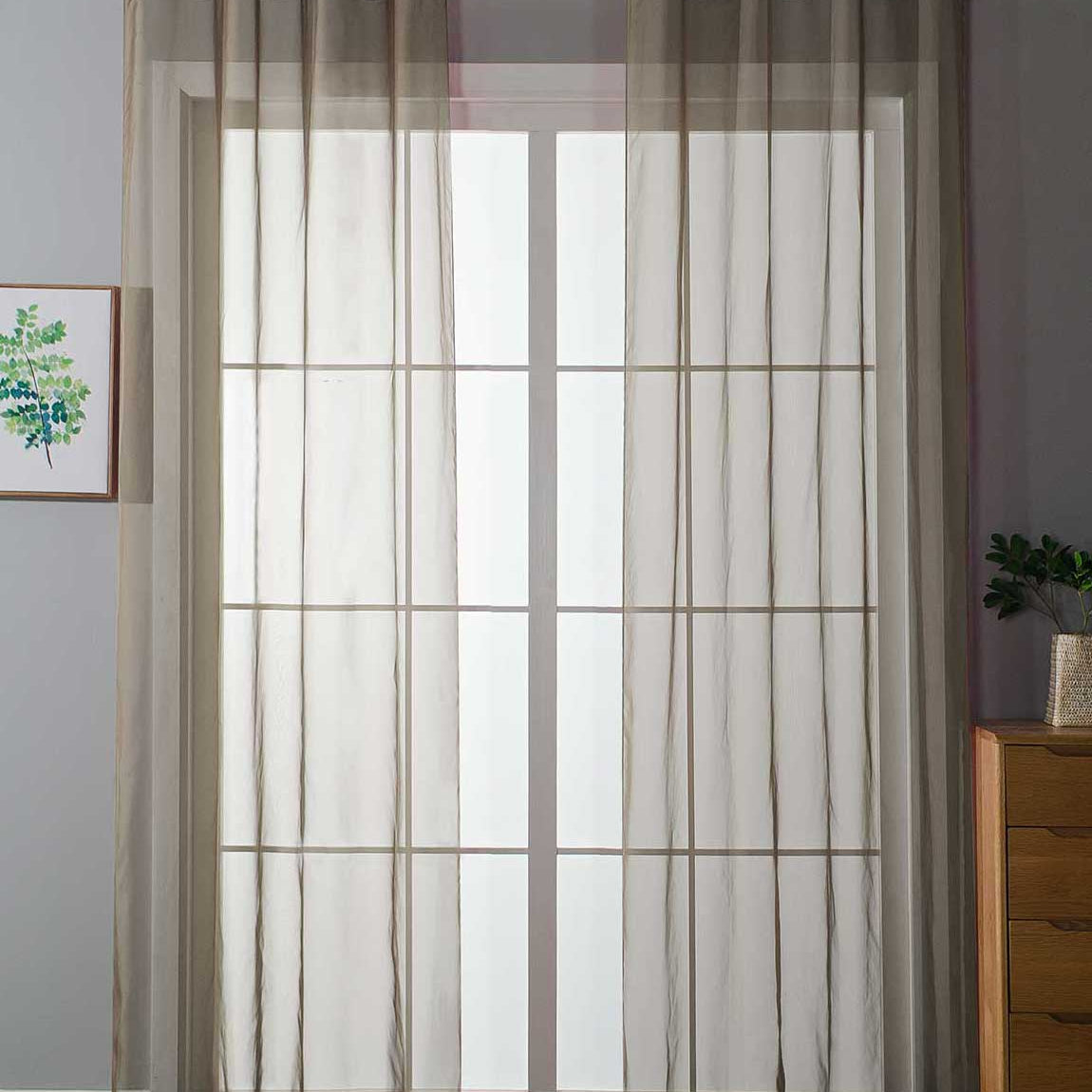 2er Set Ösenvorhänge Transparent »Uni« Gardine Stores Vorhang Ösen Bleibandabschluß Wohnzimmer 20332-cn2