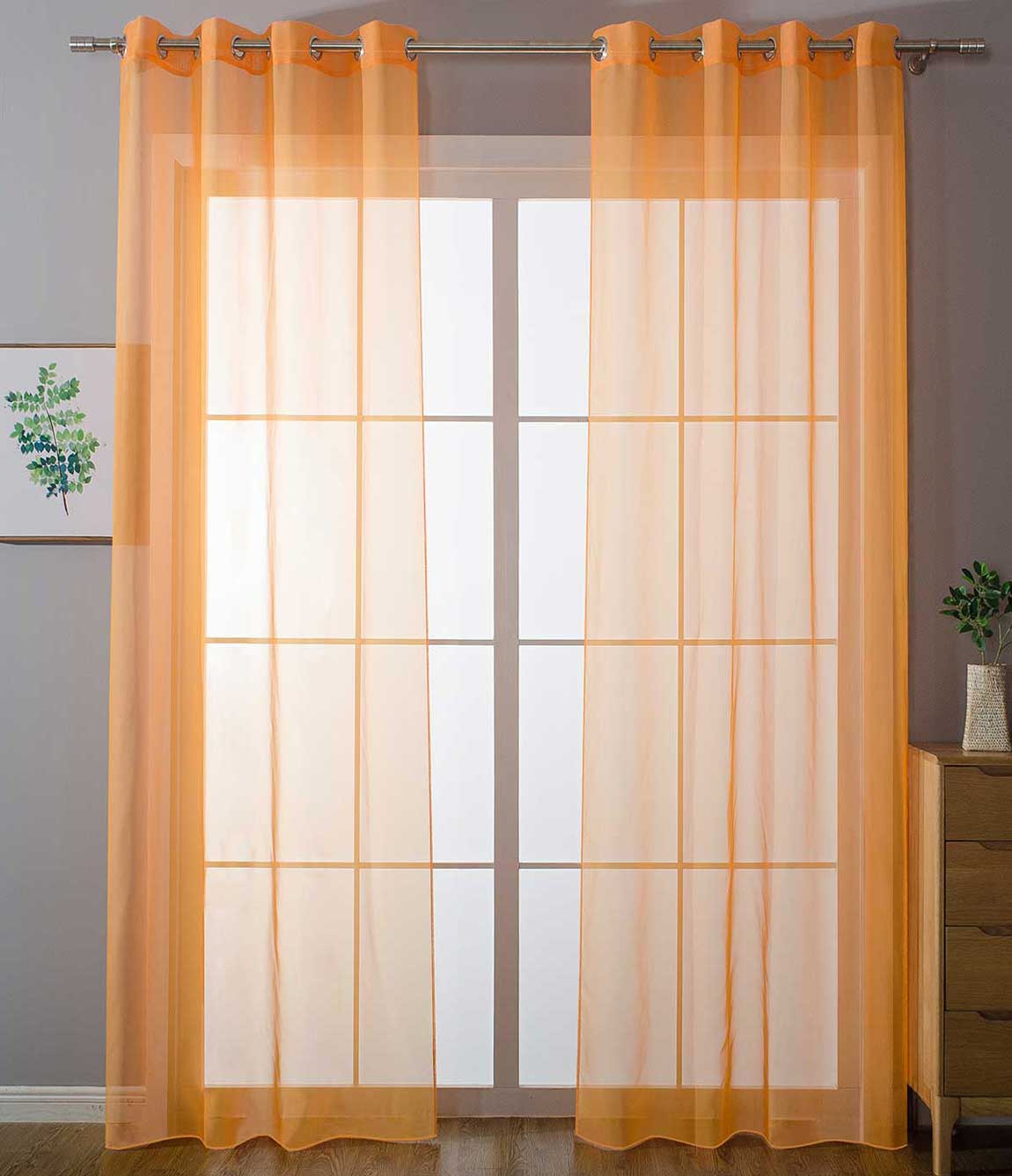 2er Set Ösenvorhänge Transparent »Uni« Gardine Stores Vorhang Ösen Bleibandabschluß Wohnzimmer 20332-cn2 Orange HxB 225x140 cm Gardinen Set 20332-cn2orange_93a89721-3681-4b2a-bc37-e55afcd24047 | Gardinenbox.de