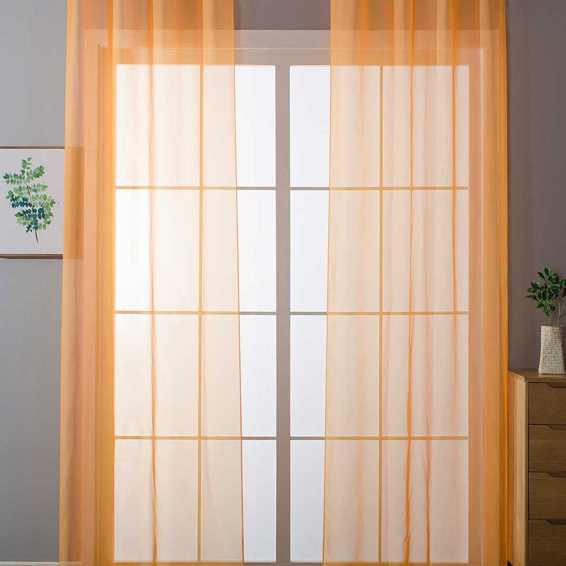 2er Set Ösenvorhänge Transparent »Uni« Gardine Stores Vorhang Ösen Bleibandabschluß Wohnzimmer 20332-cn2