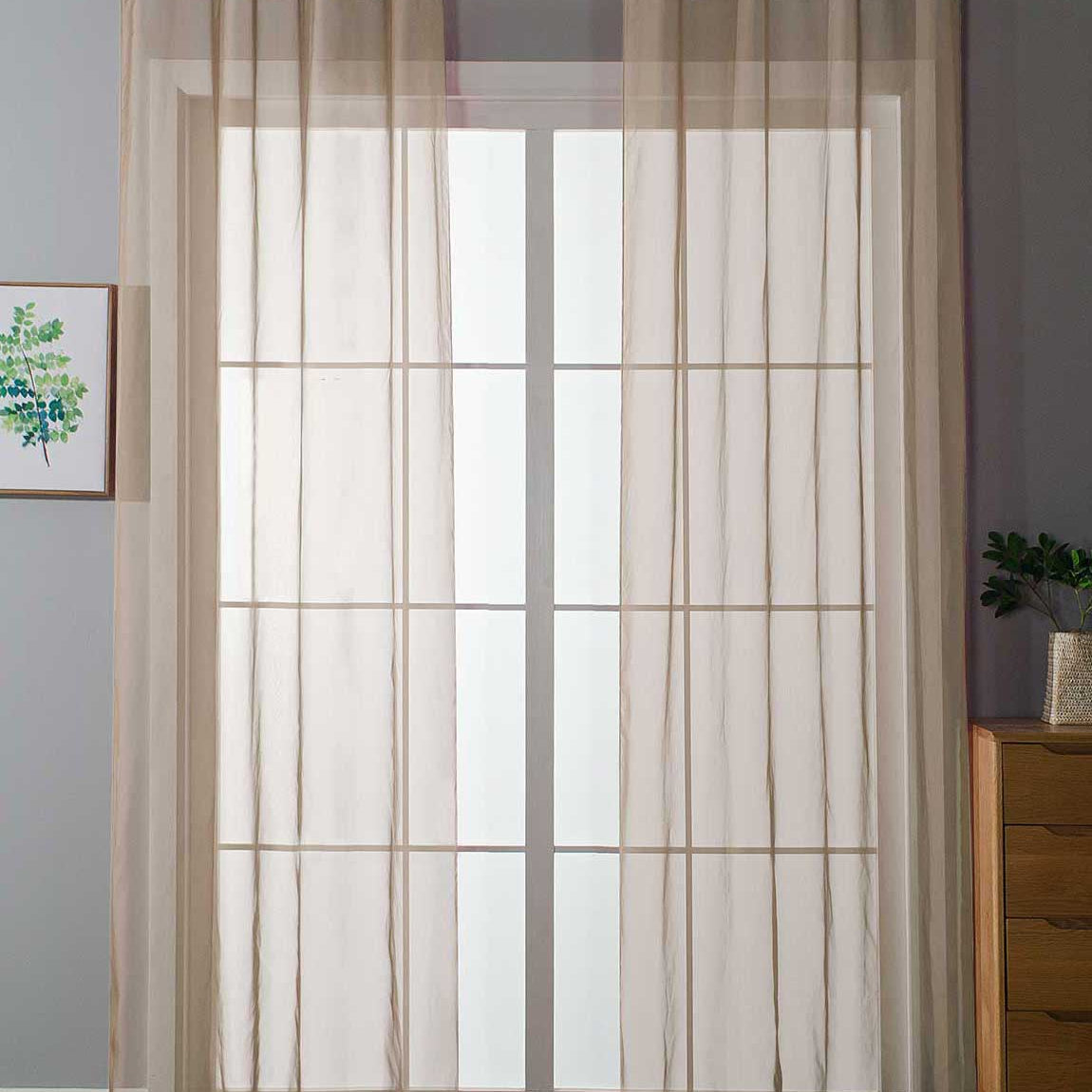 2er Set Ösenvorhänge Transparent »Uni« Gardine Stores Vorhang Ösen Bleibandabschluß Wohnzimmer 20332-cn2