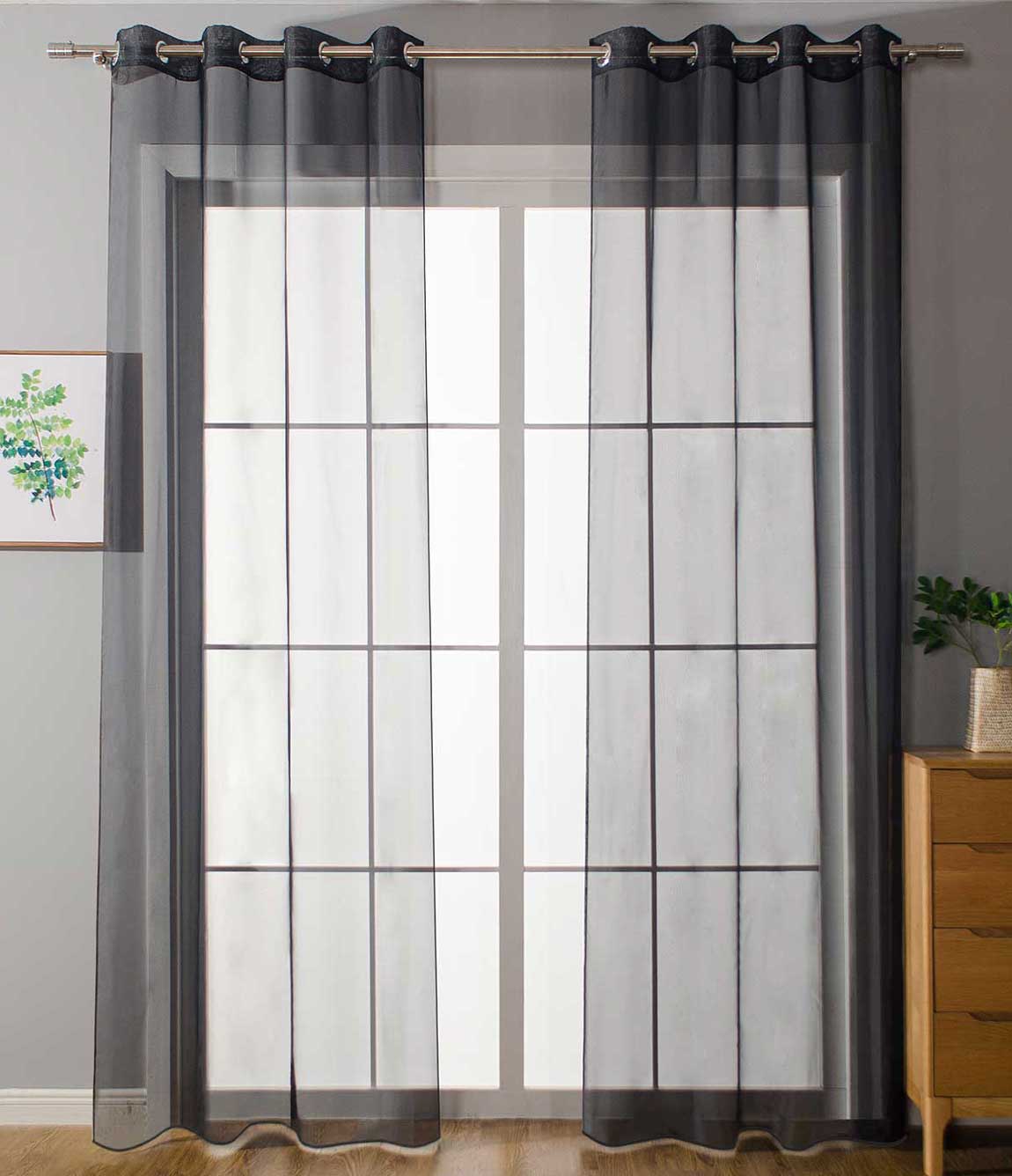 2er Set Ösenvorhänge Transparent »Uni« Gardine Stores Vorhang Ösen Bleibandabschluß Wohnzimmer 20332-cn2 Schwarz HxB 225x140 cm Gardinen Set 20332-cn2schwarz_37821ad7-6b5e-4d0f-b3e2-00a063f1391e | Gardinenbox.de