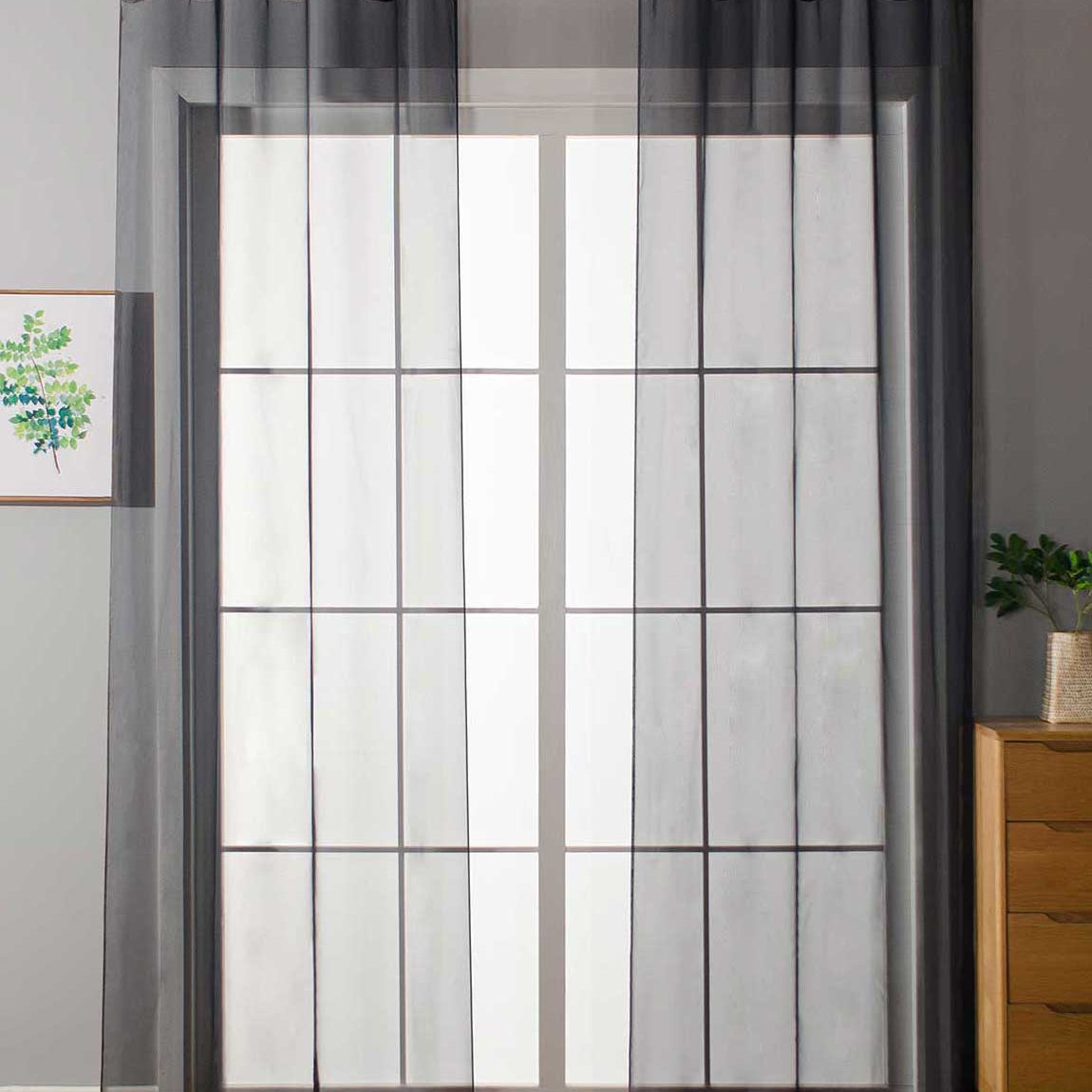 2er Set Ösenvorhänge Transparent »Uni« Gardine Stores Vorhang Ösen Bleibandabschluß Wohnzimmer 20332-cn2