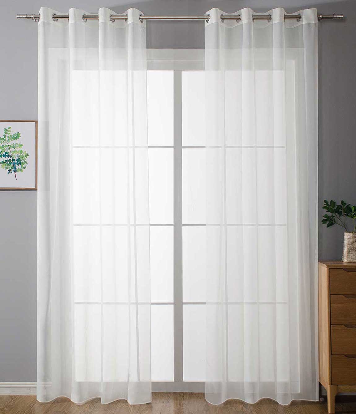 2er Set Ösenvorhänge Transparent »Uni« Gardine Stores Vorhang Ösen Bleibandabschluß Wohnzimmer 20332-cn2 Weiß HxB 145x140 cm Gardinen Set 20332-cn2weiss | Gardinenbox.de