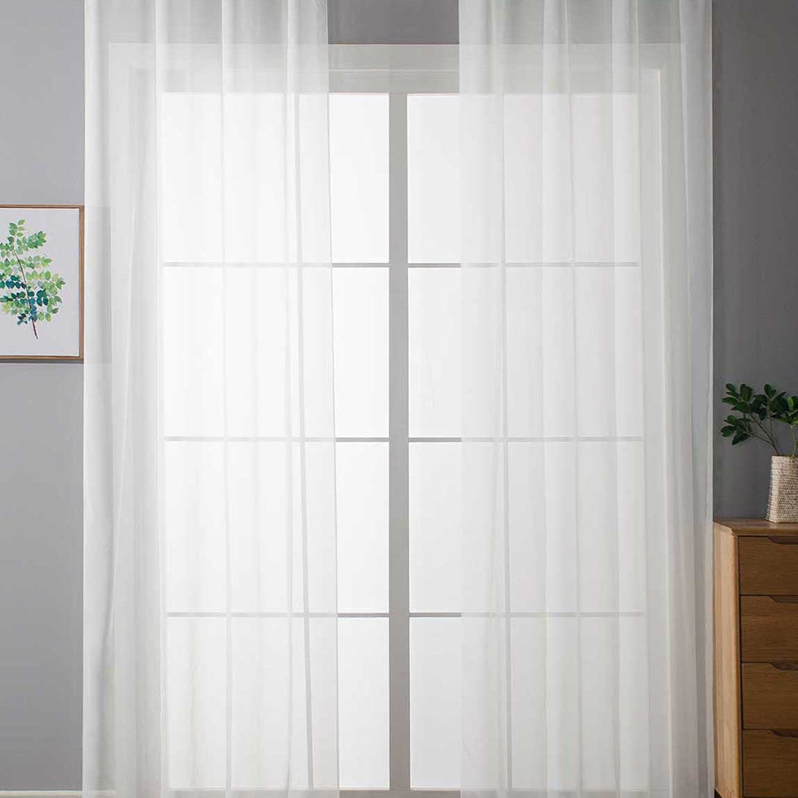 2er Set Ösenvorhänge Transparent »Uni« Gardine Stores Vorhang Ösen Bleibandabschluß Wohnzimmer 20332-cn2