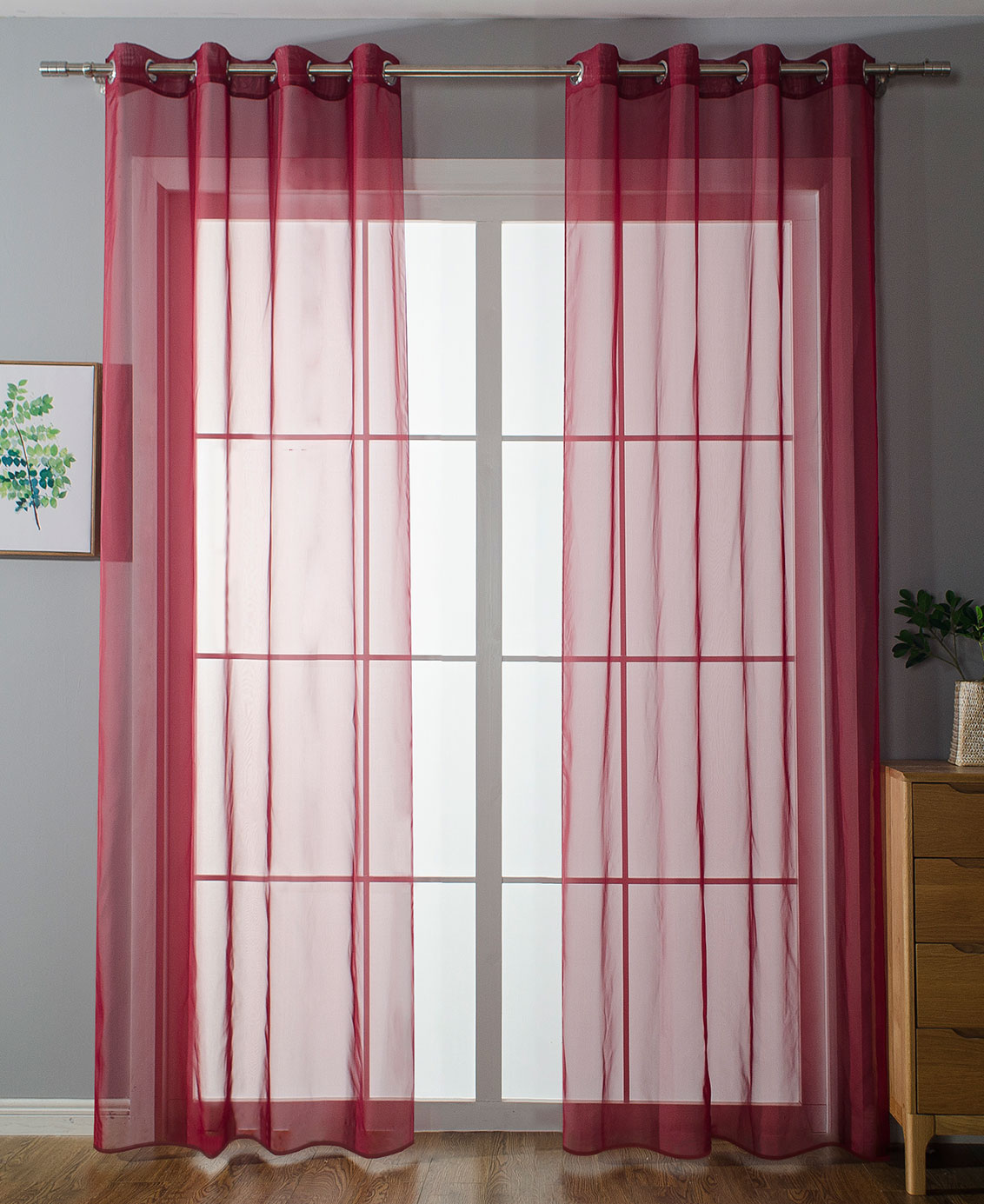 2er-Pack Ösen Gardinen Transparent Vorhang Set Wohnzimmer Voile Ösenvorhang Bleibandabschluß 203322 Bordeaux HxB 225x140 cm Gardinen Set 203322bordeaux_f3915f4d-9cf4-4925-bd98-e88e34315345 | Gardinenbox.de