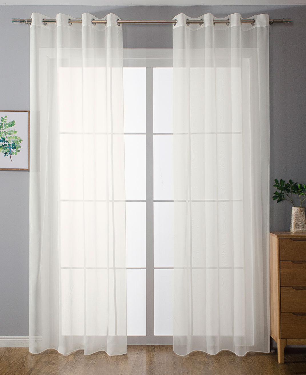 2er-Pack Ösen Gardinen Transparent Vorhang Set Wohnzimmer Voile Ösenvorhang Bleibandabschluß 203322 Creme HxB 145x140 cm Gardinen Set 203322creme | Gardinenbox.de
