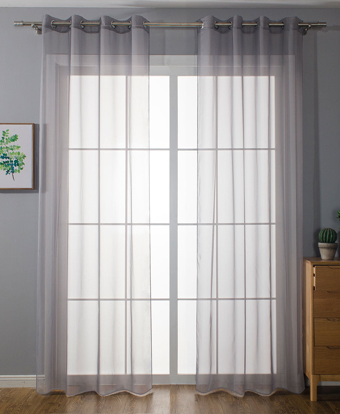 2er-Pack Ösen Gardinen Transparent Vorhang Set Wohnzimmer Voile Ösenvorhang Bleibandabschluß 203322 Grau HxB 225x140 cm Gardinen Set 203322grau_36605465-0332-4d7d-a456-5827699b423c | Gardinenbox.de