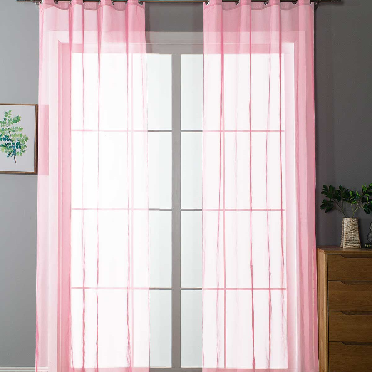 2er-Pack Ösen Gardinen Transparent Vorhang Set Wohnzimmer Voile Ösenvorhang Bleibandabschluß 203322 Hellrosa HxB 145x140 cm Gardinen Set 203322hellrosa | Gardinenbox.de