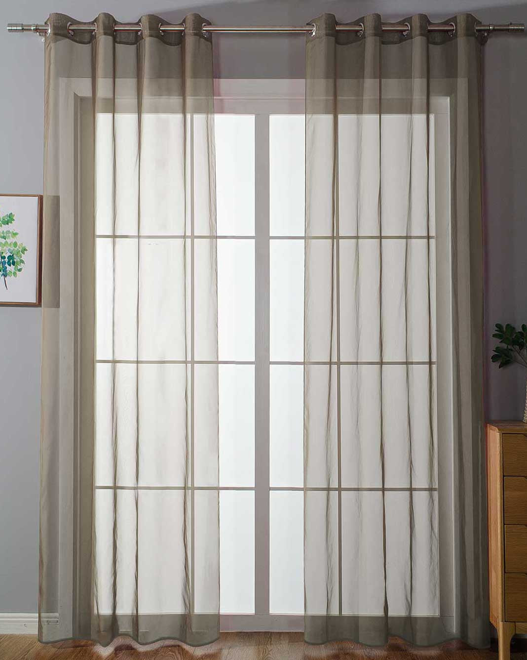 2er-Pack Ösen Gardinen Transparent Vorhang Set Wohnzimmer Voile Ösenvorhang Bleibandabschluß 203322 Nougat HxB 225x140 cm Gardinen Set 203322nougat_5f050173-4076-466a-a523-36bbad0c95ef | Gardinenbox.de