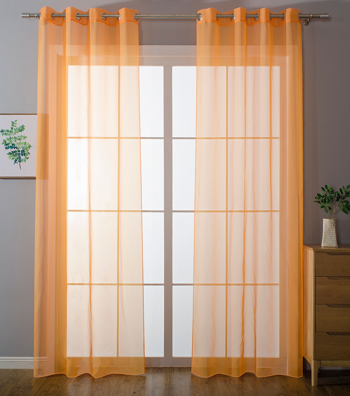 2er-Pack Ösen Gardinen Transparent Vorhang Set Wohnzimmer Voile Ösenvorhang Bleibandabschluß 203322 Orange HxB 245x140 cm Gardinen Set 203322orange_16908a6a-cd79-4101-862d-abe5f7649d44 | Gardinenbox.de