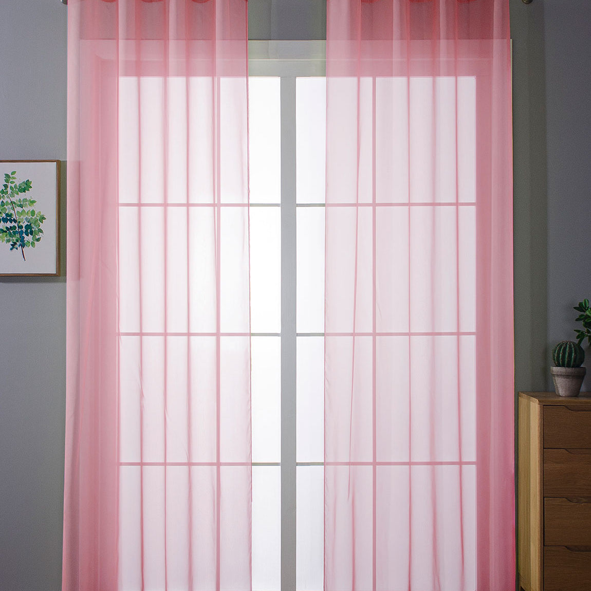2er-Pack Ösen Gardinen Transparent Vorhang Set Wohnzimmer Voile Ösenvorhang Bleibandabschluß 203322 Rosa HxB 145x140 cm Gardinen Set 203322rosa | Gardinenbox.de