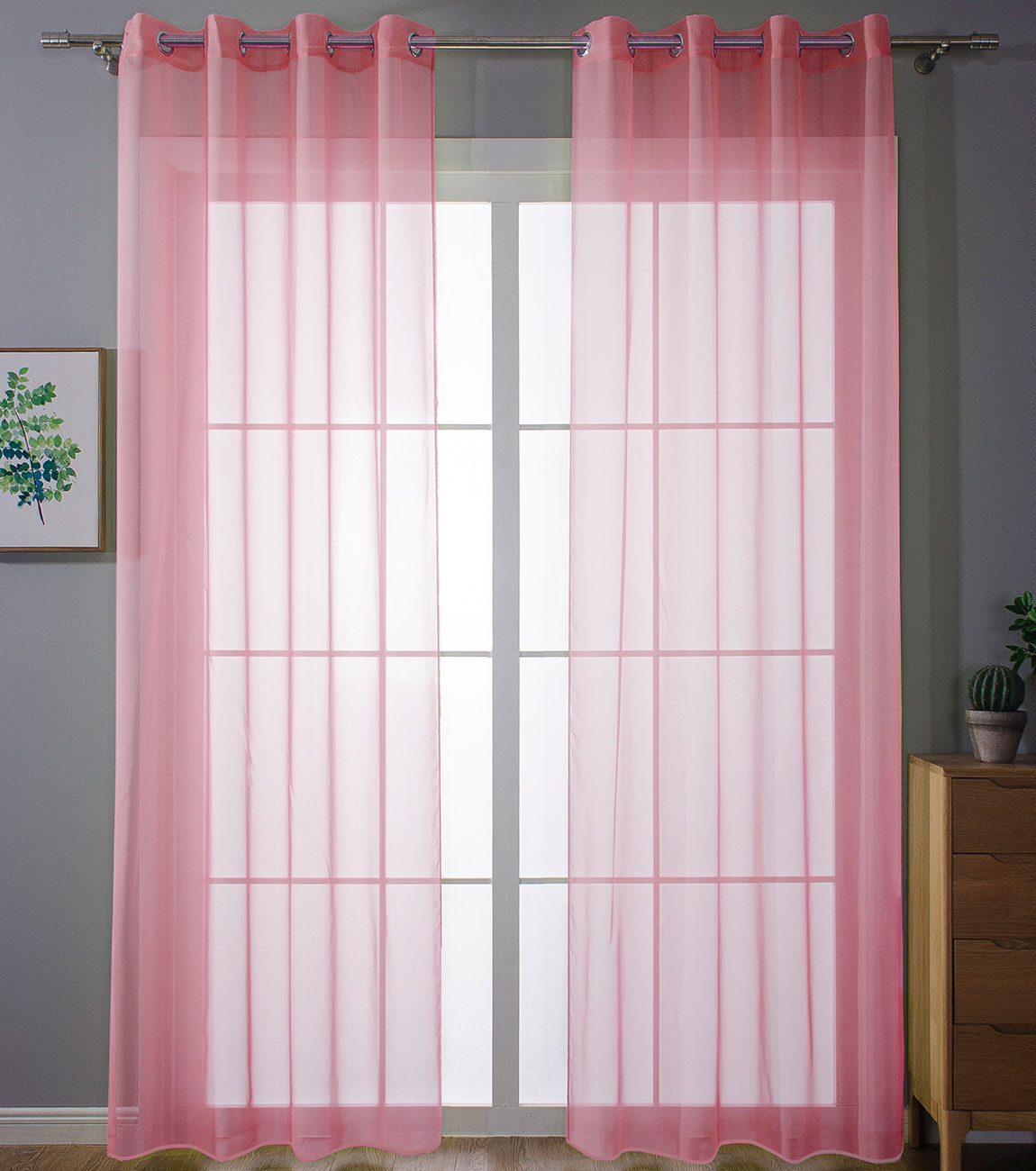 2er-Pack Ösen Gardinen Transparent Vorhang Set Wohnzimmer Voile Ösenvorhang Bleibandabschluß 203322 Rosa HxB 175x140 cm Gardinen Set 203322rosa_0ed91cc6-52ef-4b30-8047-d36fd113ce3f | Gardinenbox.de