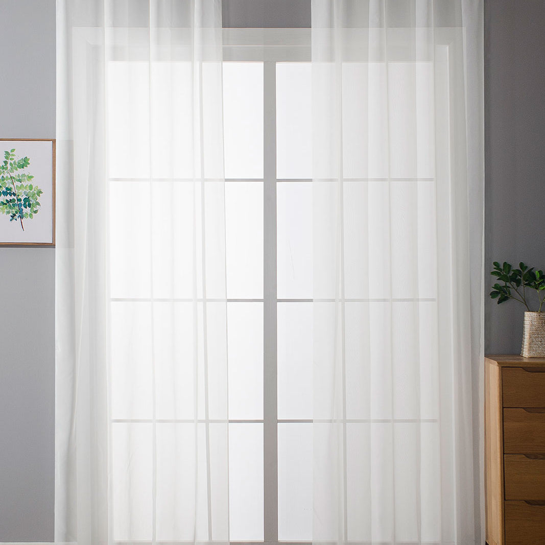 2er-Pack Ösen Gardinen Transparent Vorhang Set Wohnzimmer Voile Ösenvorhang Bleibandabschluß 203322 Weiß HxB 145x140 cm Gardinen Set 203322weiss | Gardinenbox.de