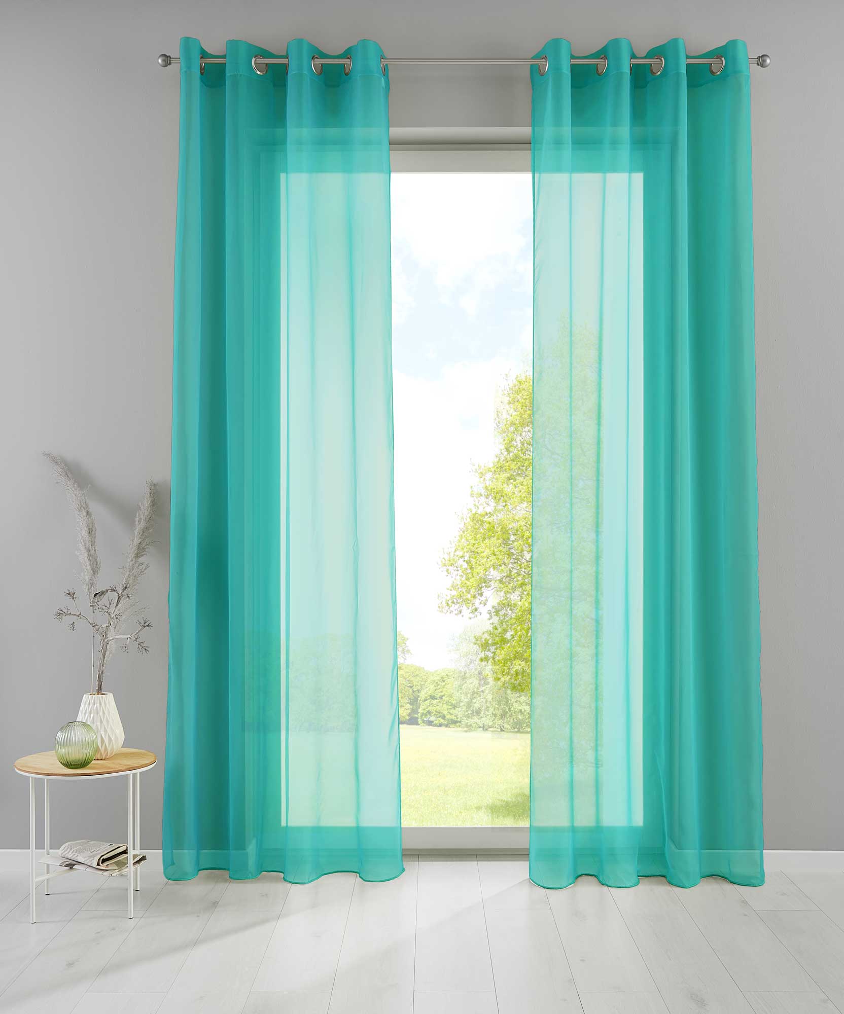 2er Set Ösengardinen Transparent »Basel« Gardine Bleiband Store Vorhang 20332TR2 BlauTürkis HxB 225x140 cm Gardinen Set 20332TR2blautuerkis_f7095c9d-05a7-47fa-bde9-8e61af05e30a | Gardinenbox.de